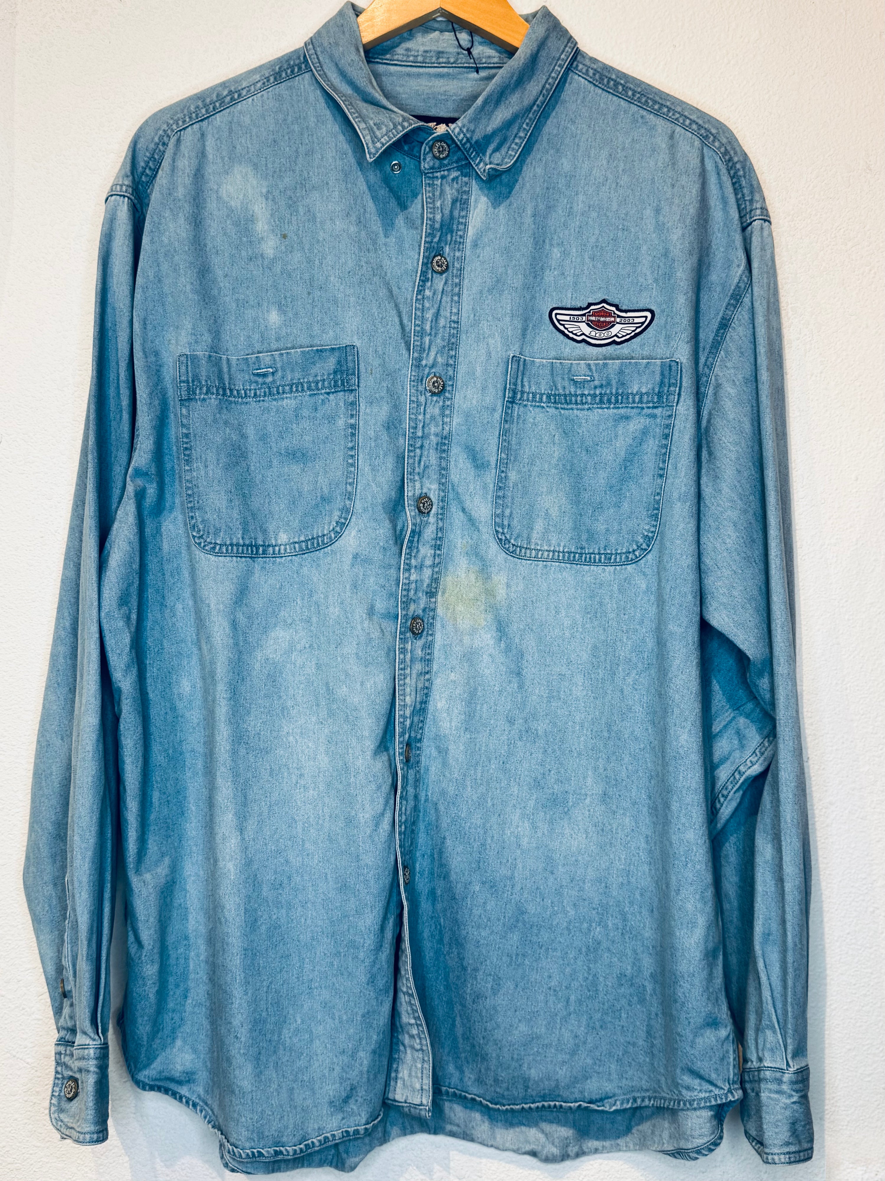 Harley 100th Vintage Denim Button Up
