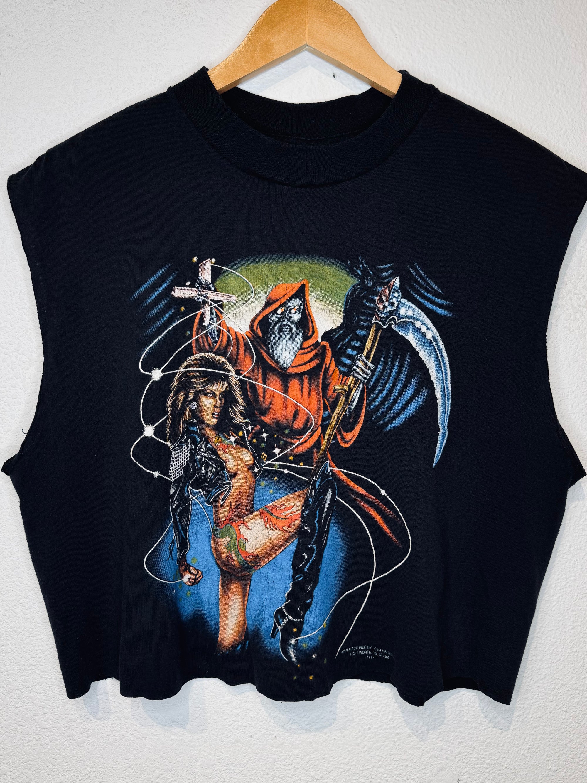 3D Emblem Reaper Vintage Crop Tank - Burnout