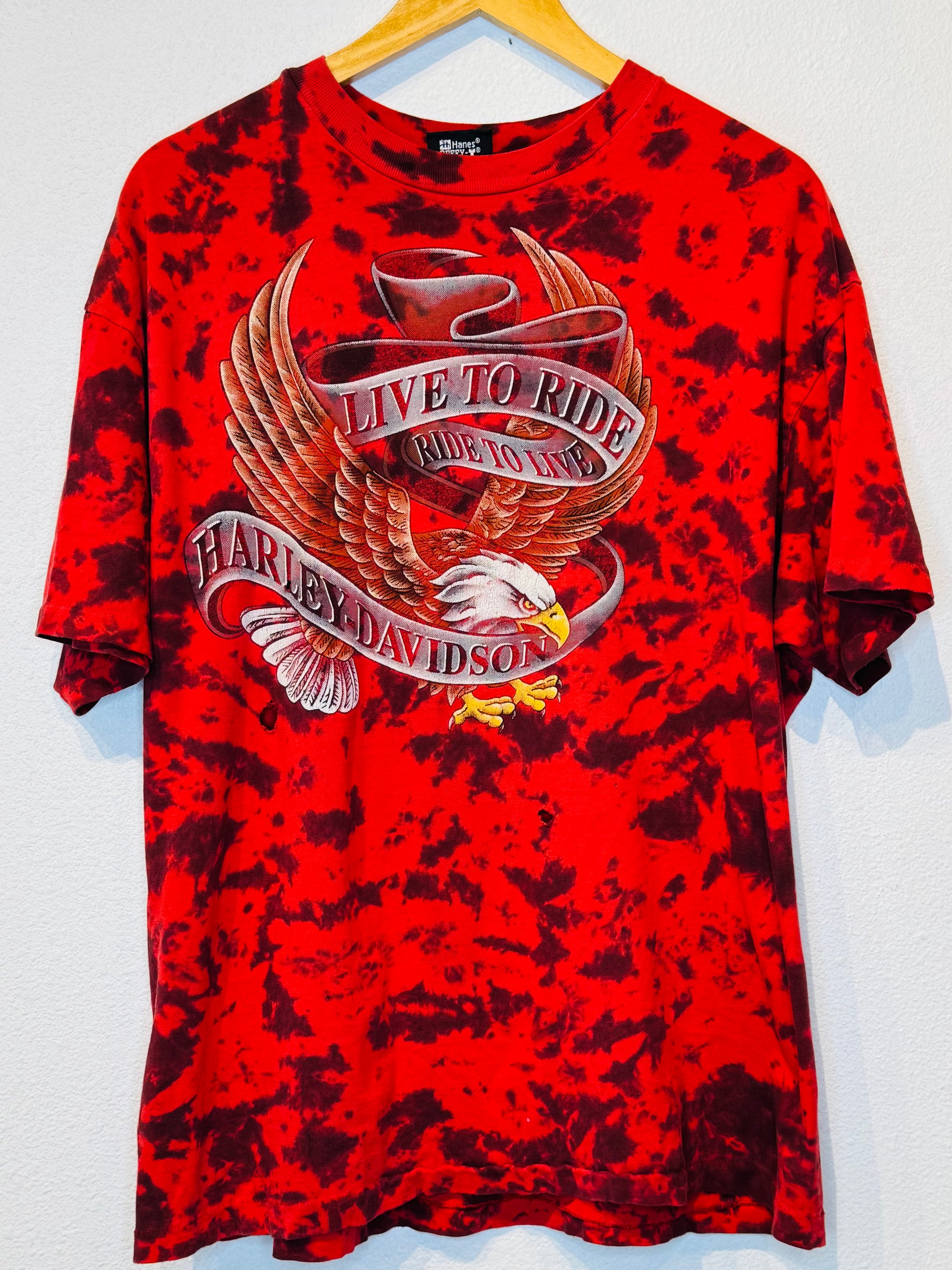 Live to Ride Tie Dye Harley Vintage Tee - Burnout