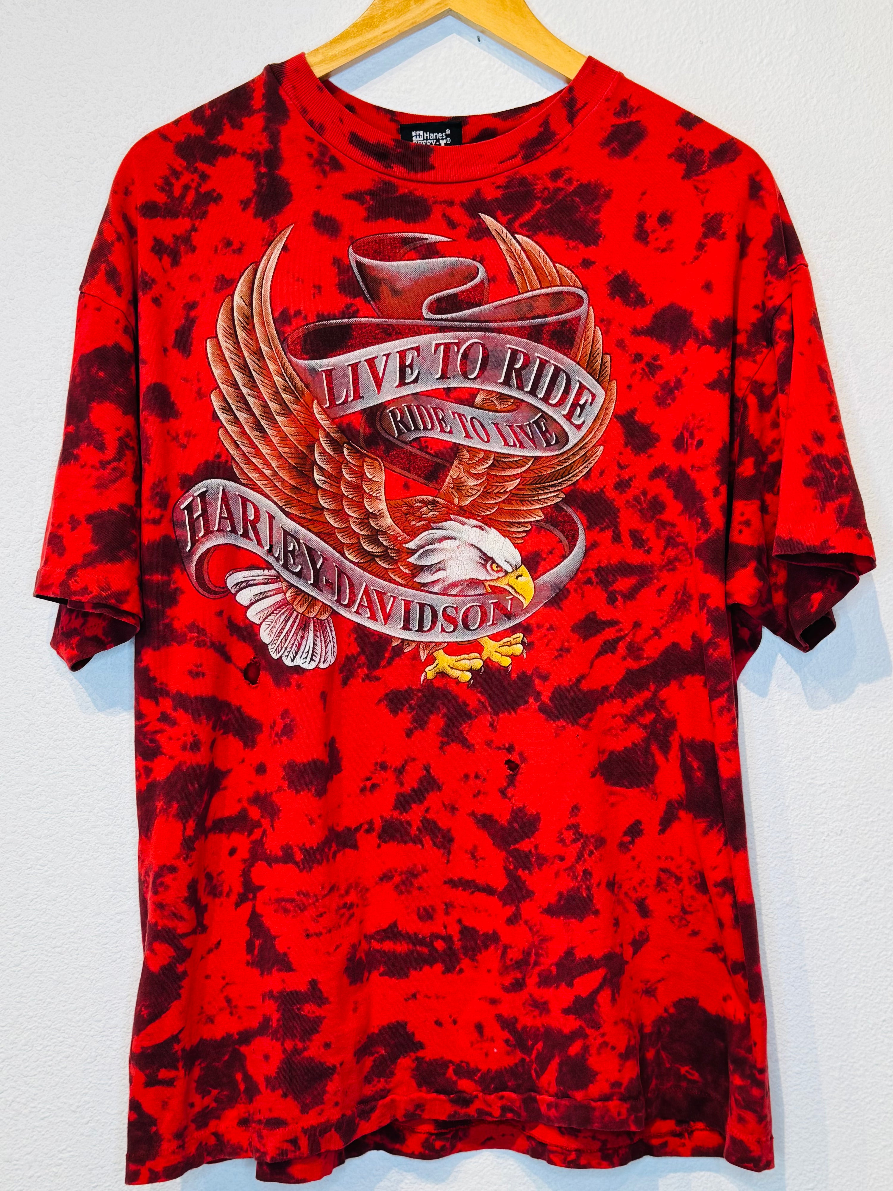 Live to Ride Tie Dye Harley Vintage Tee - Burnout