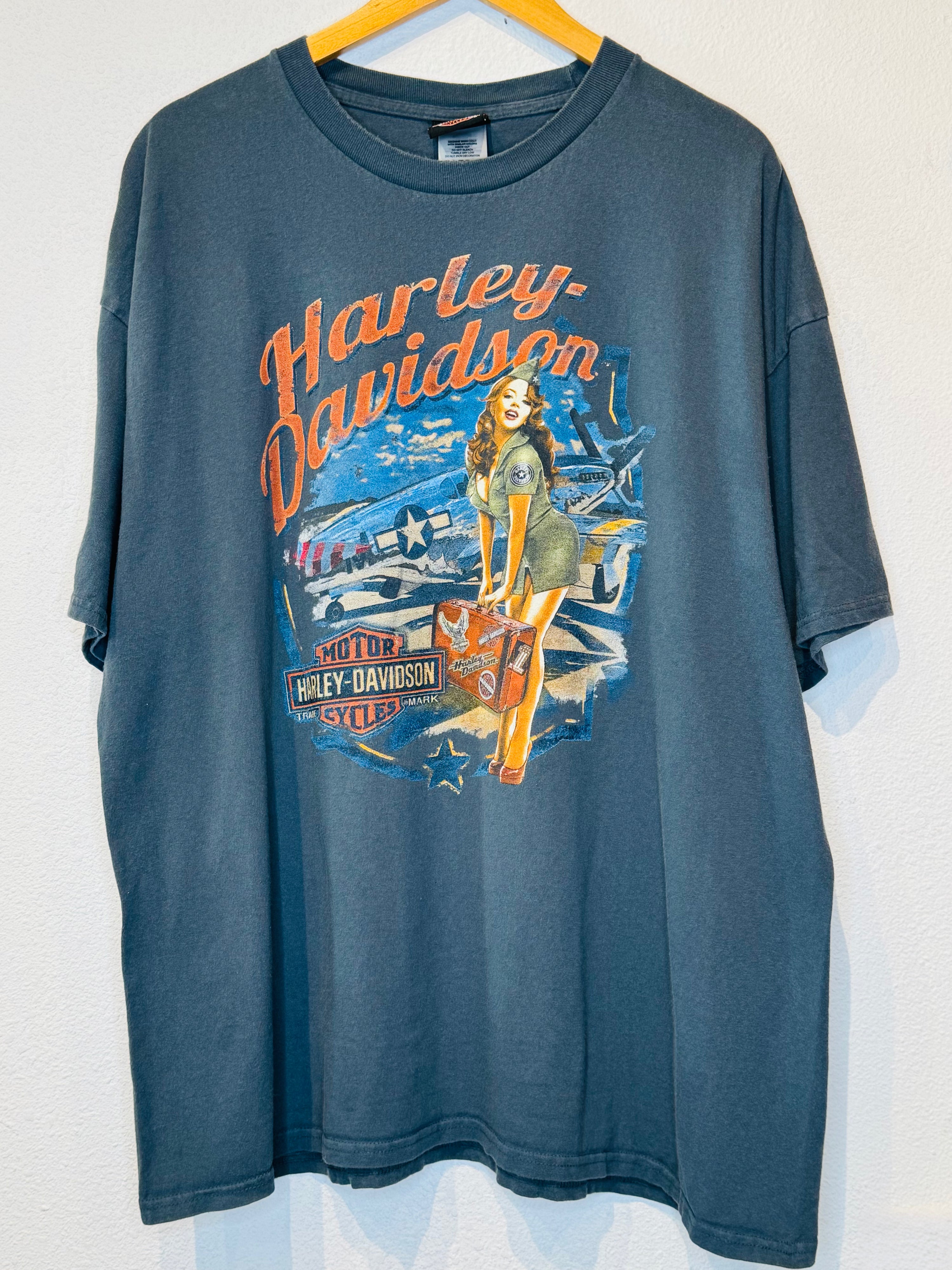 2000s Pin Up Girl Harley Vintage Tee - Burnout