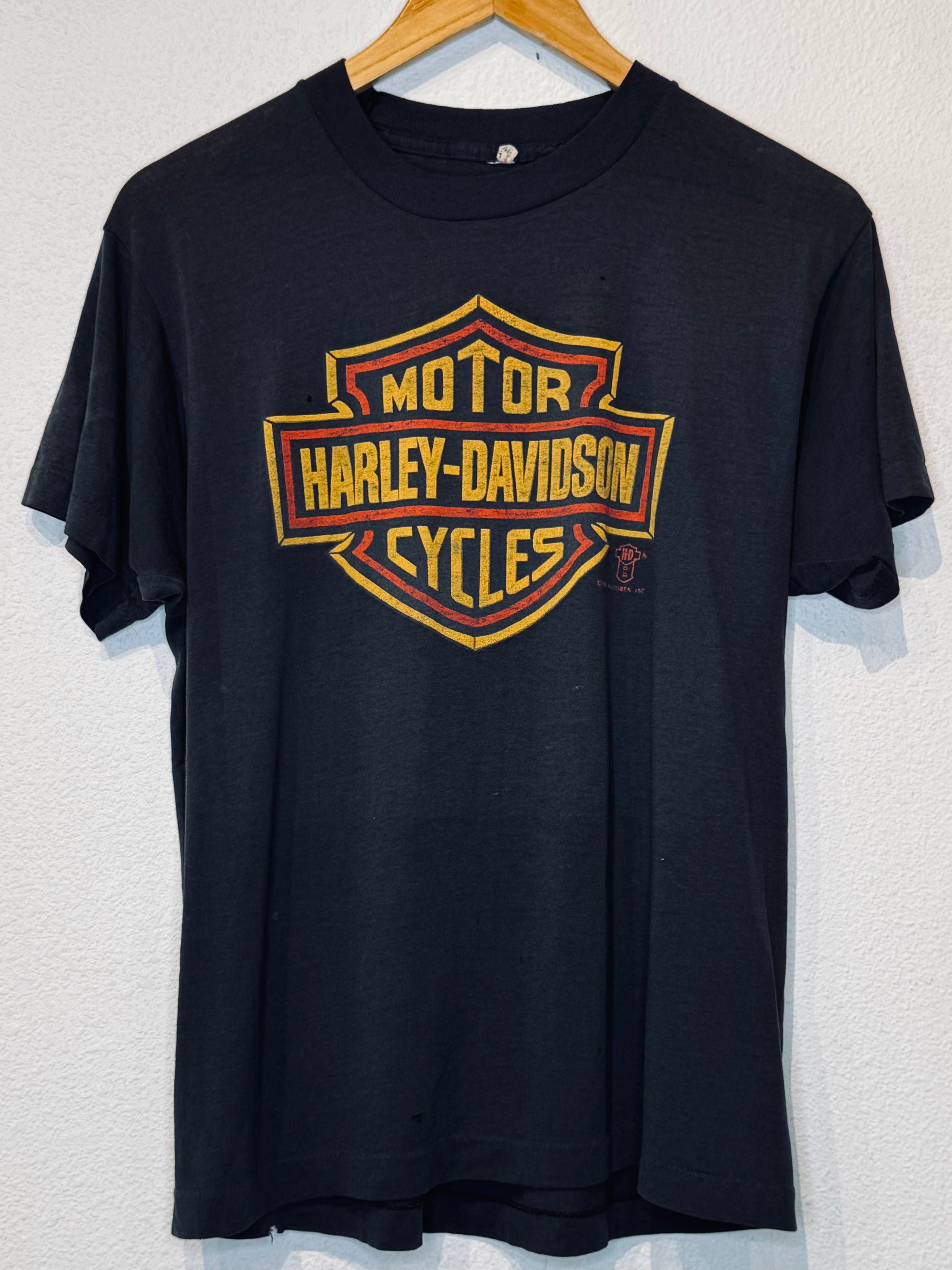 80's Bar & Shield Harley Vintage Tee - Burnout