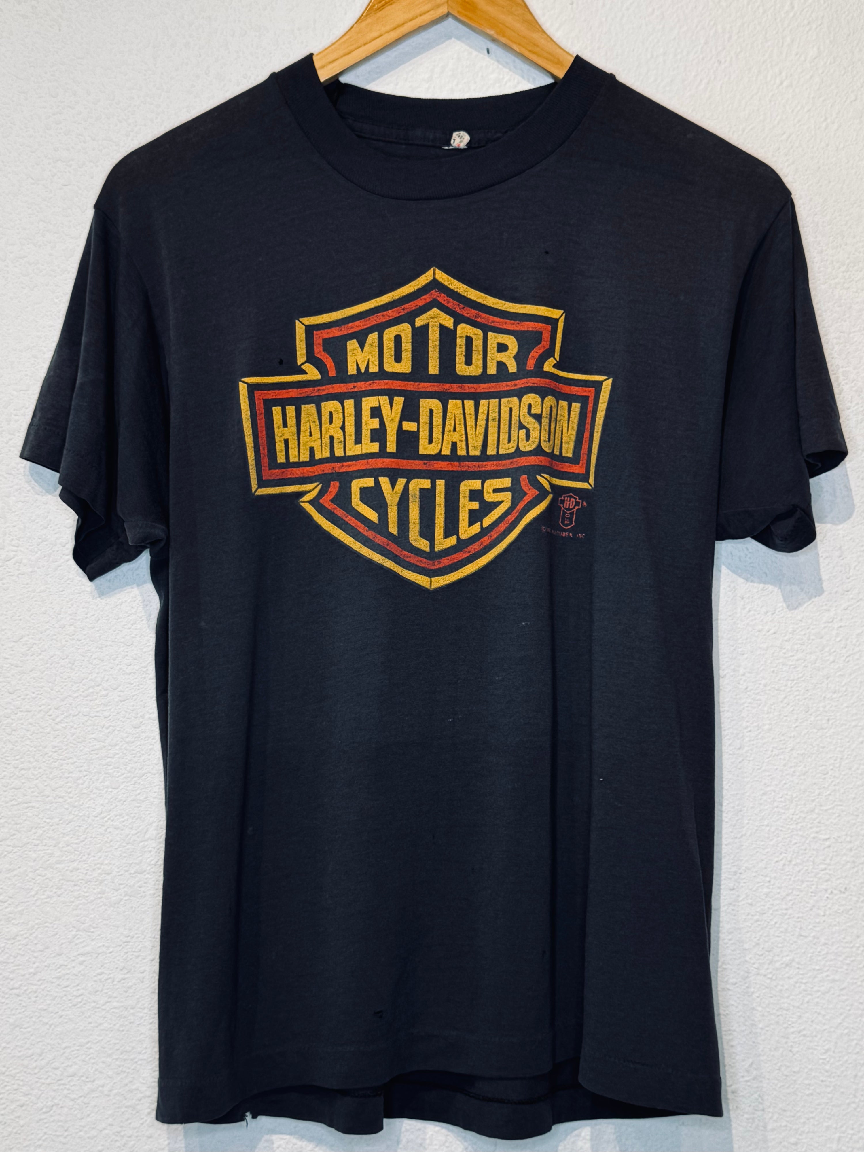 80's Bar & Shield Harley Vintage Tee - Burnout