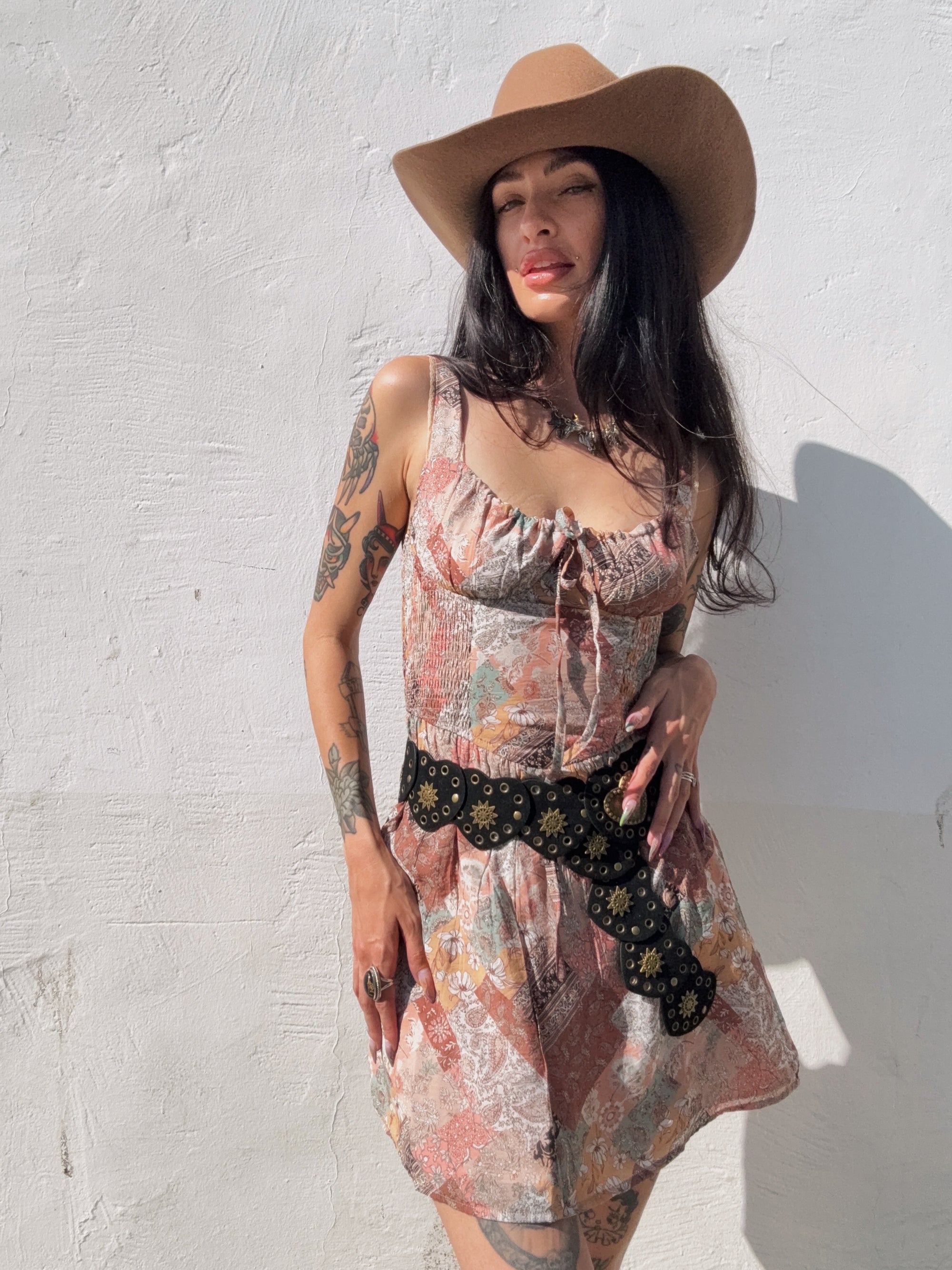 Patchwork Mini Dress - Burnout