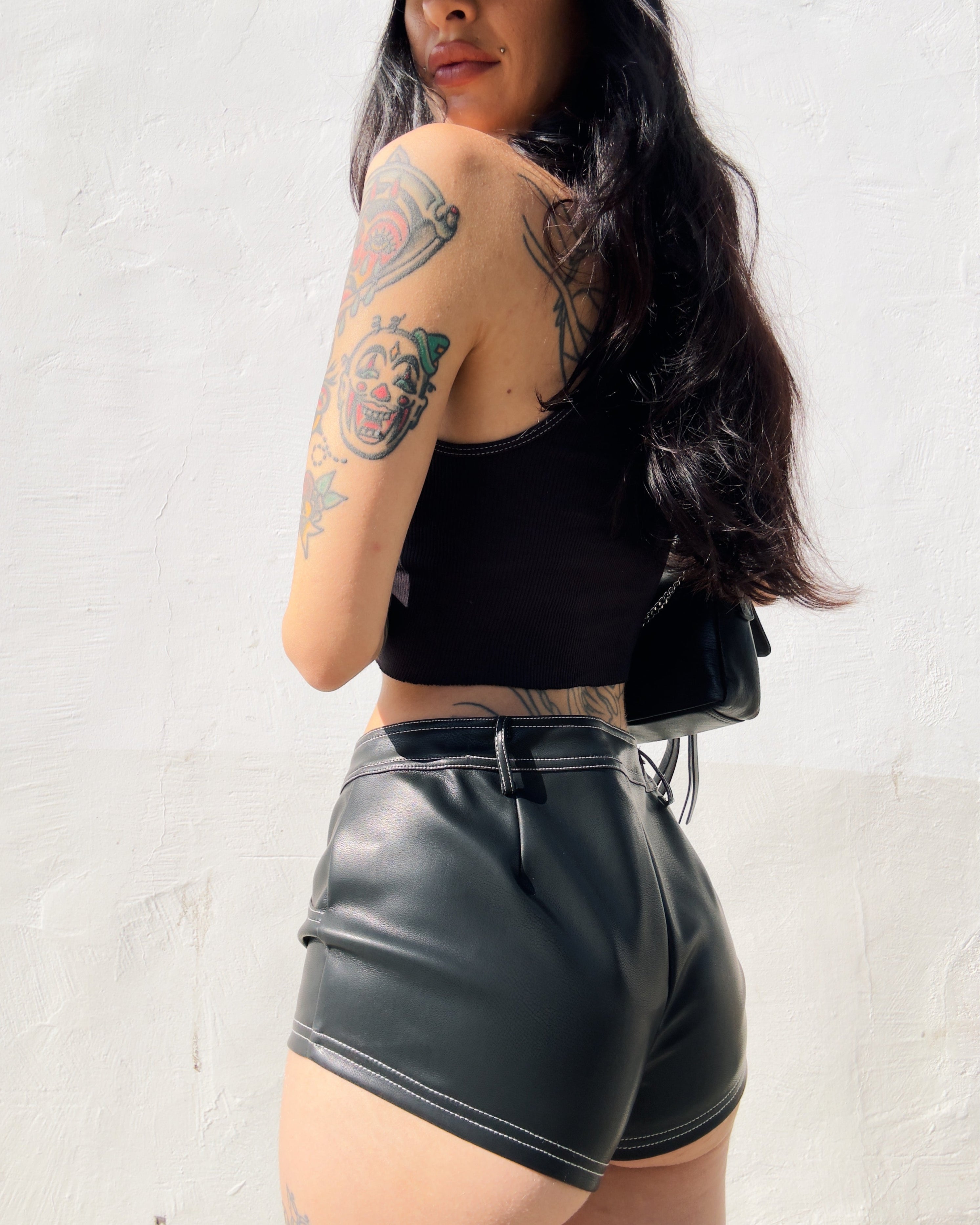 Leather Micro Shorts - Burnout