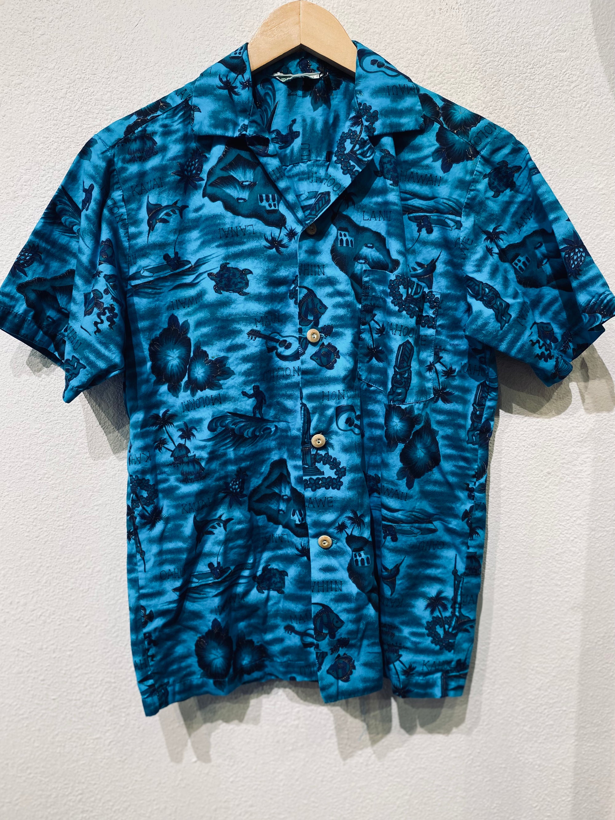 Hawaii Blue Vintage Button Up