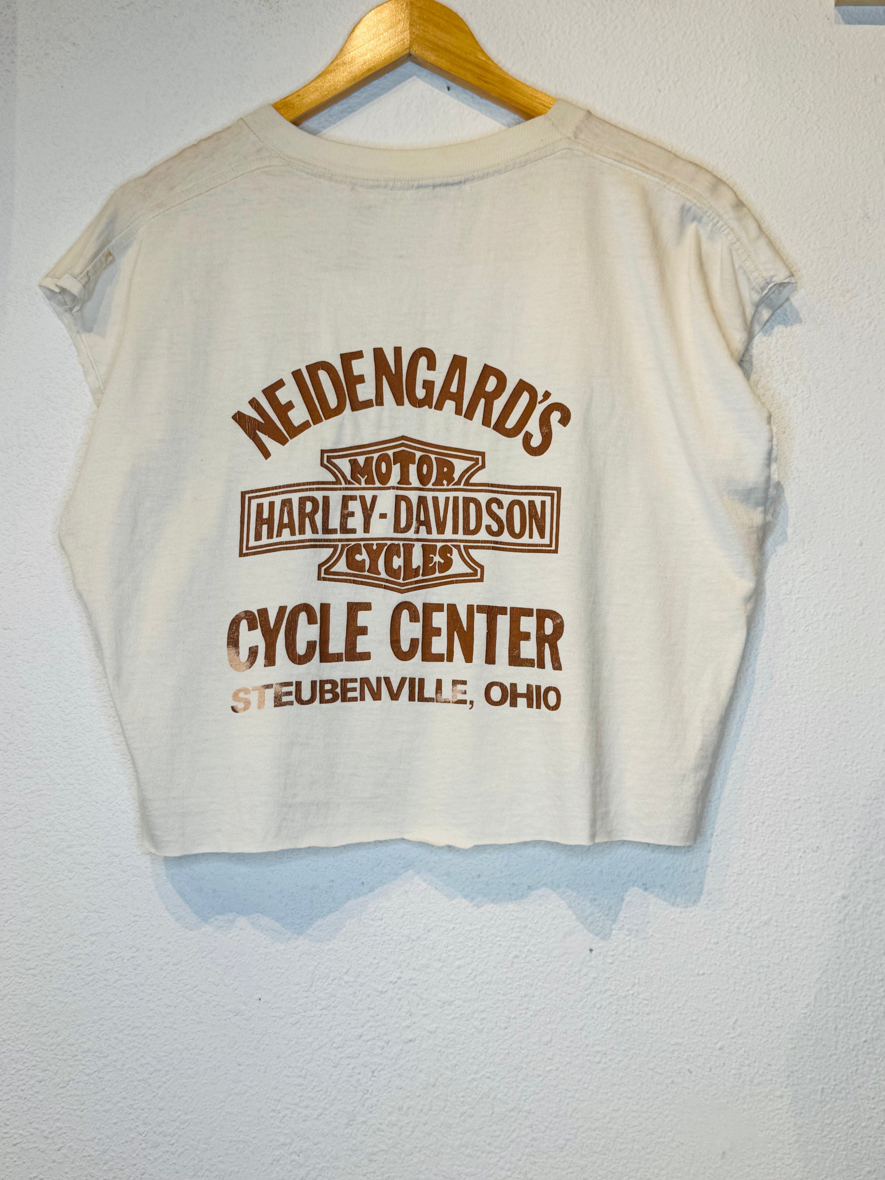 Live to Ride 3D Emblem 1990 Harley Vintage Crop Tank