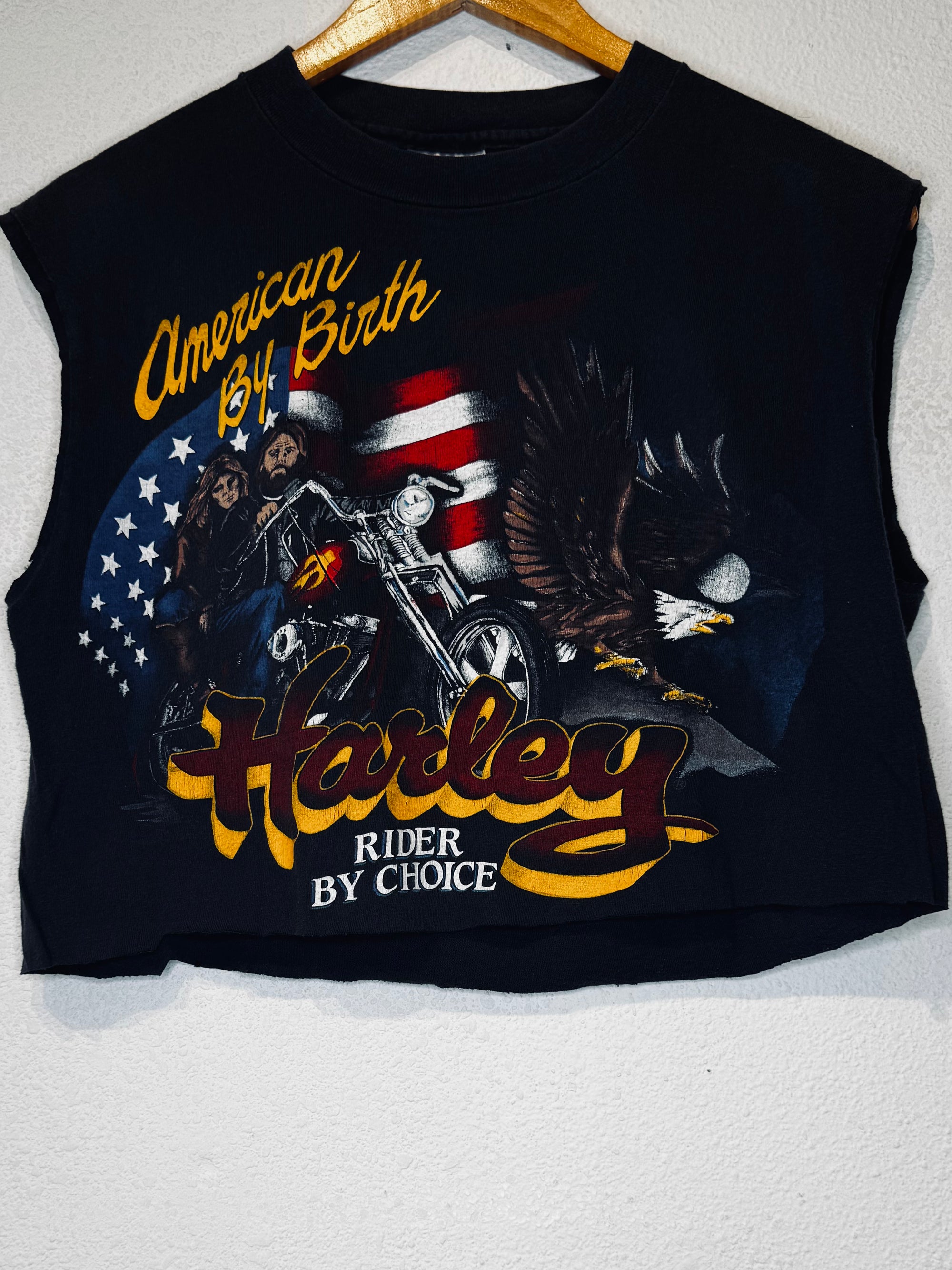 American By Birth Harley Vintage Crop Tee