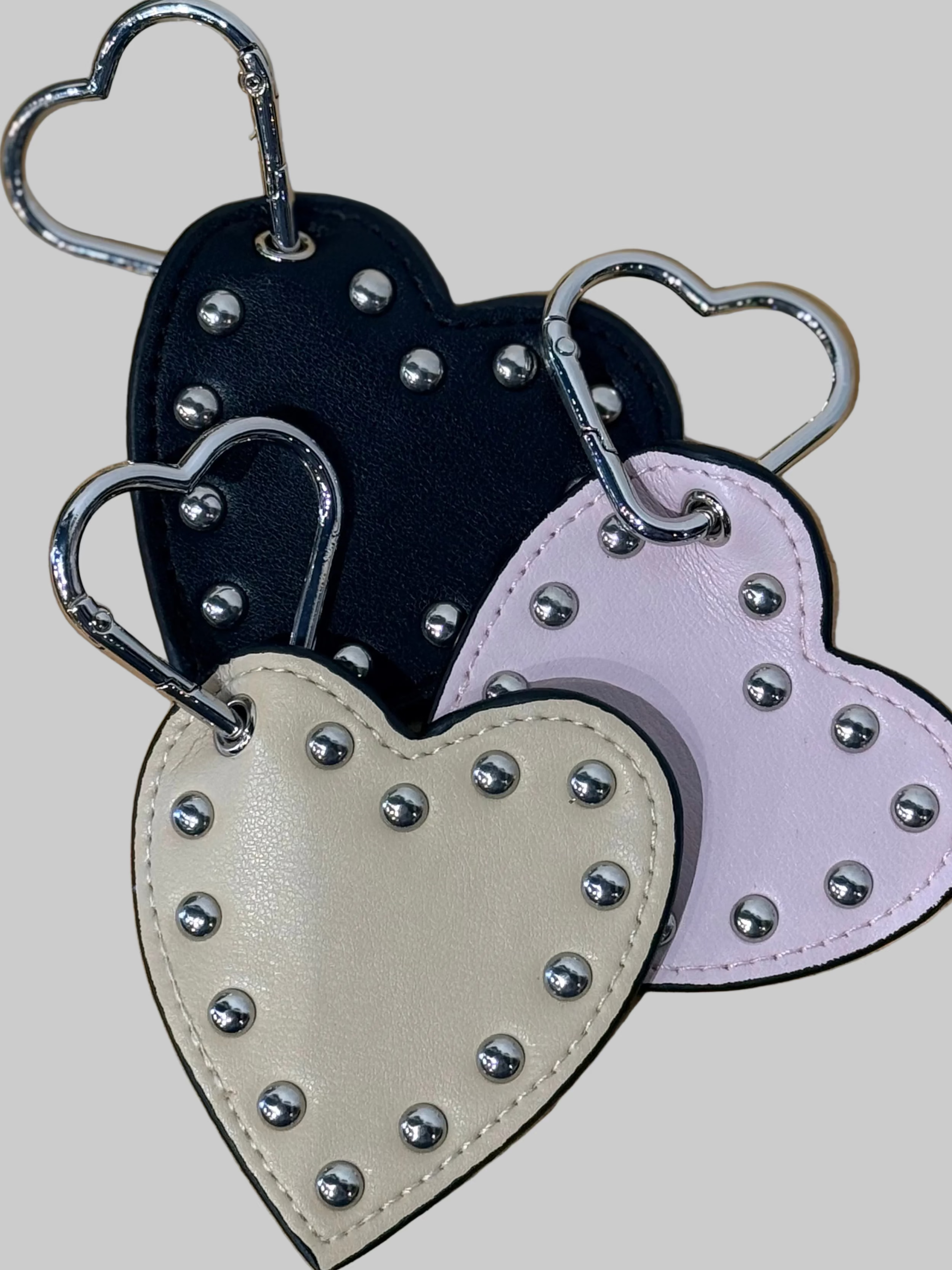Studded Leather Heart Keychain