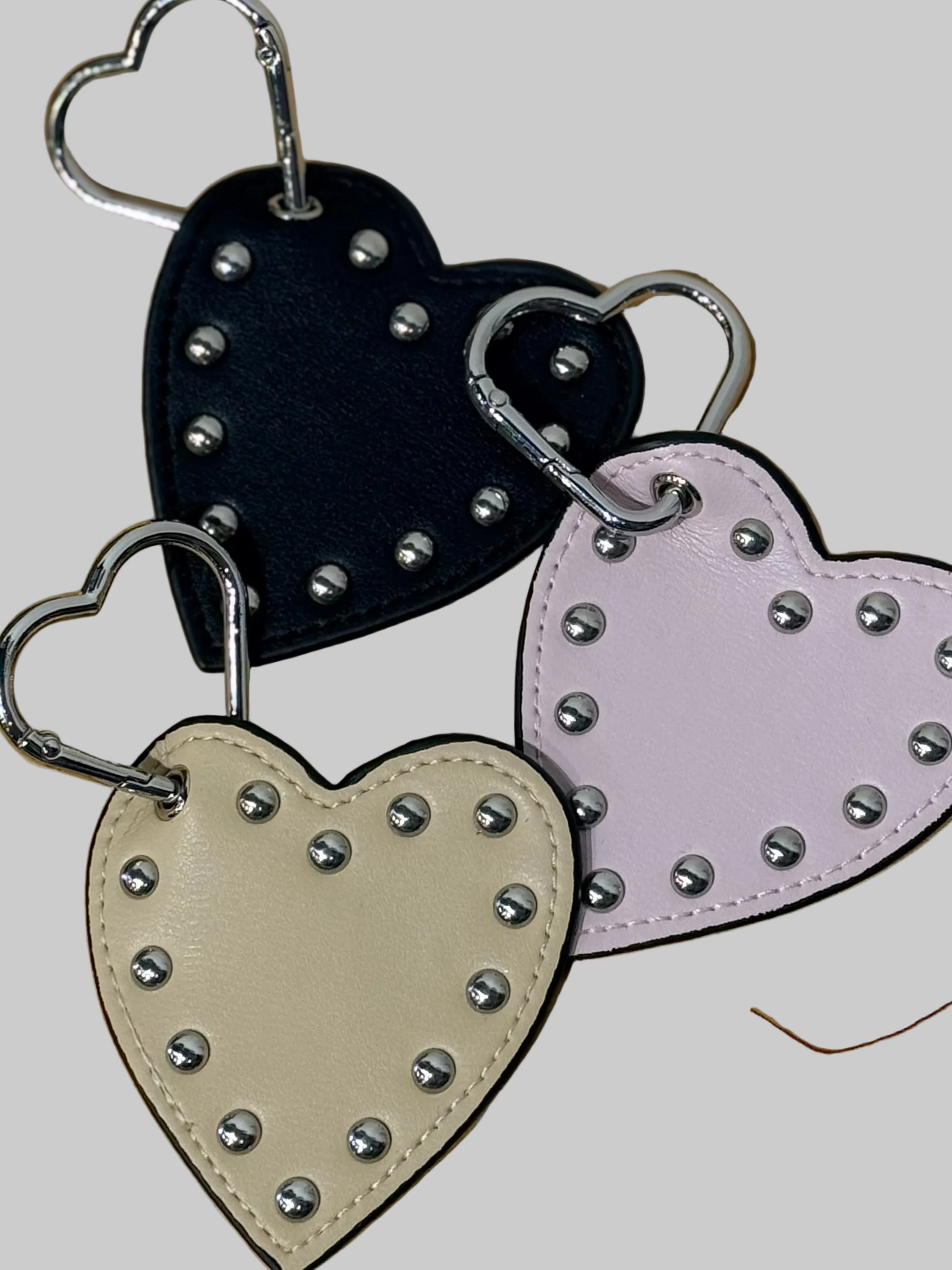 Studded Leather Heart Keychain