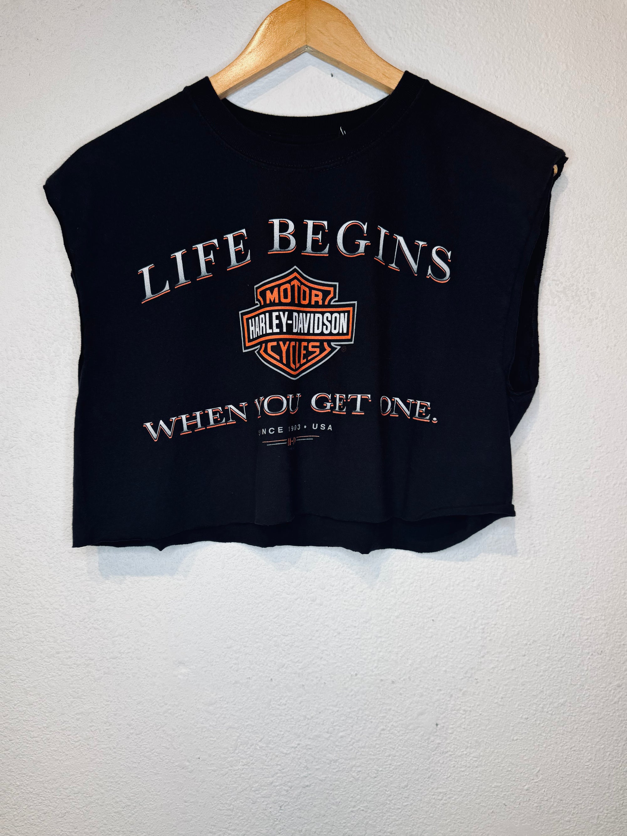 Life Begins Harley Vintage Crop Tank