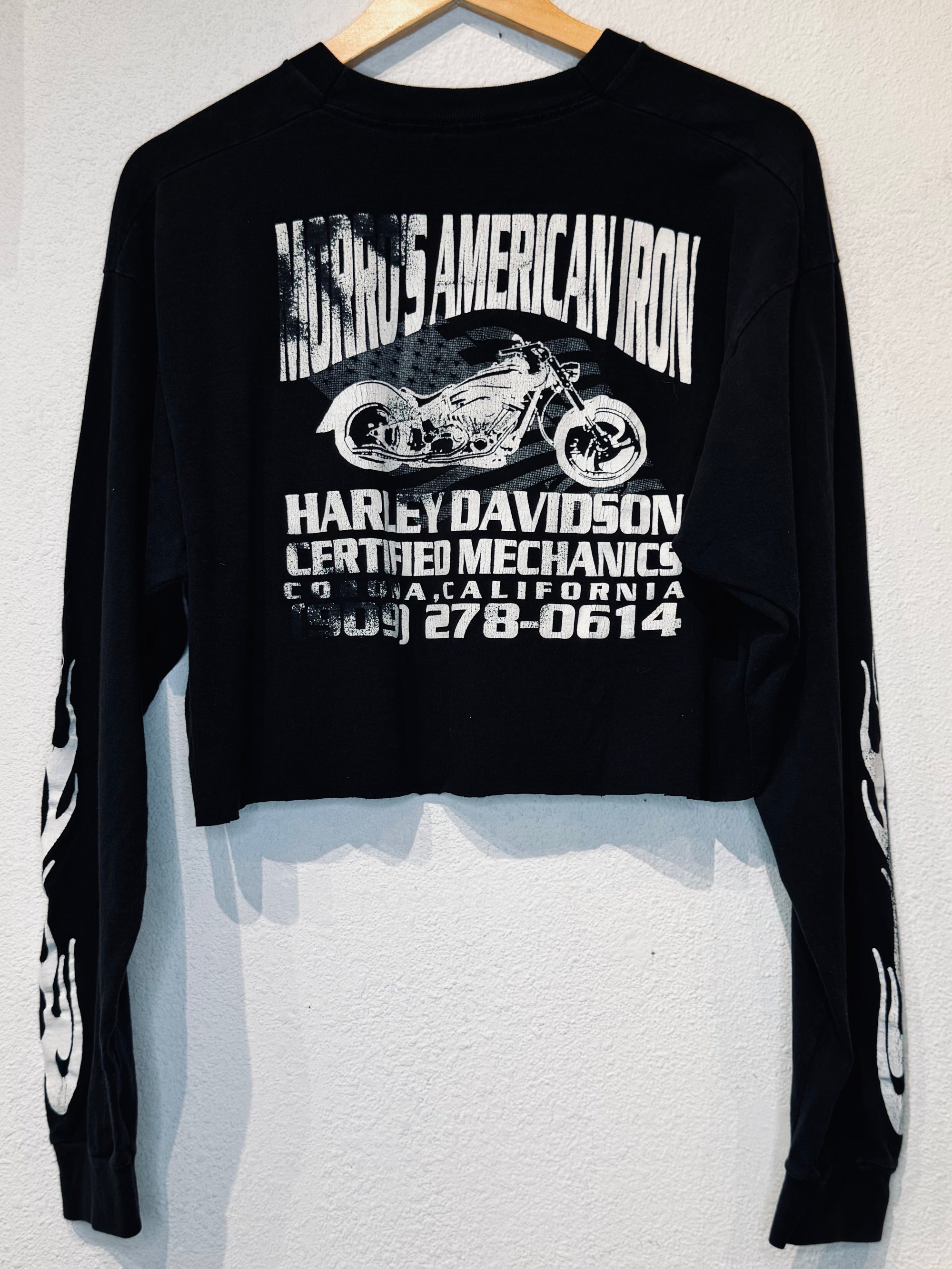 American Iron Harley Vintage Crop Long Sleeve