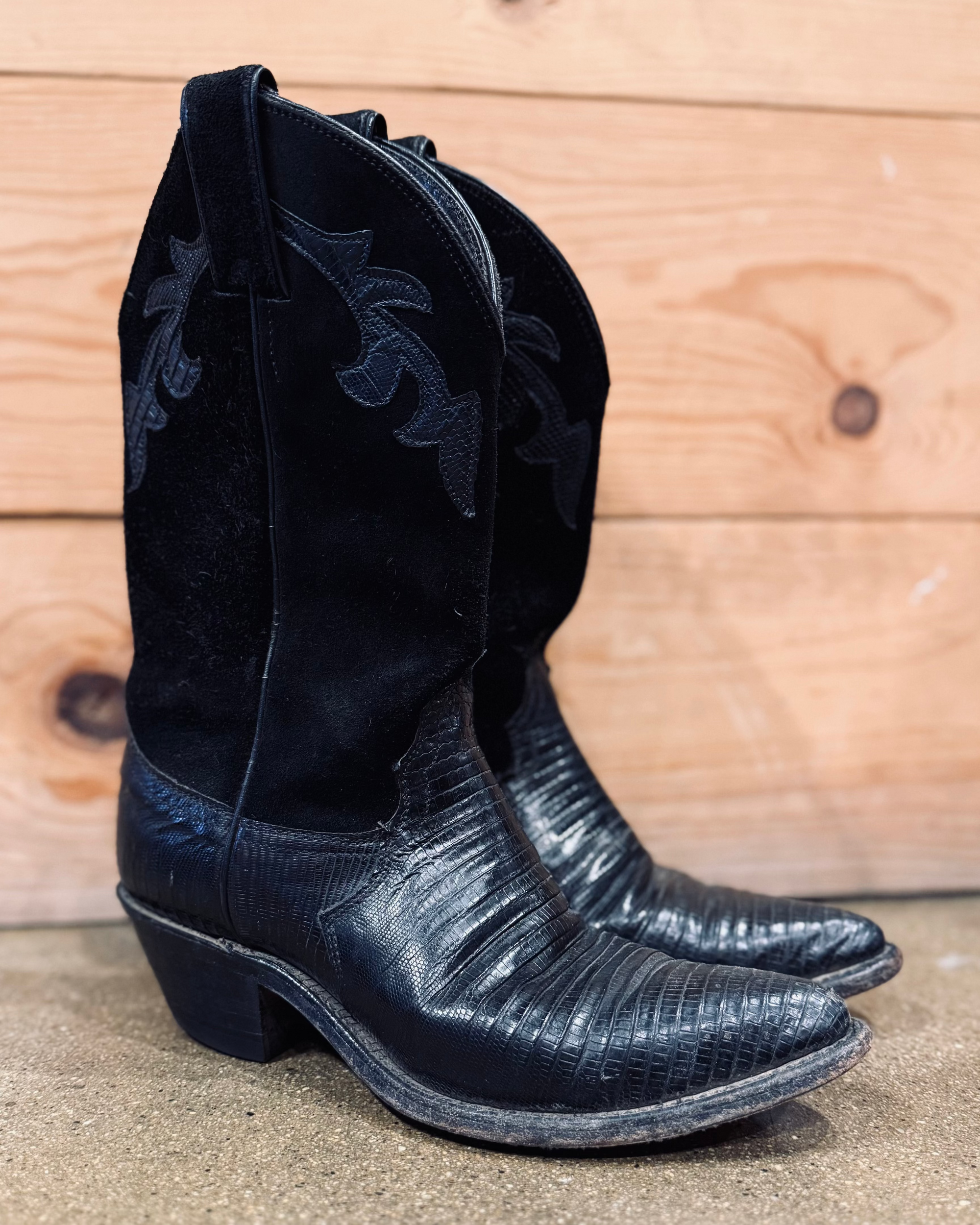 Justin Suede and Leather Cowboy Boot