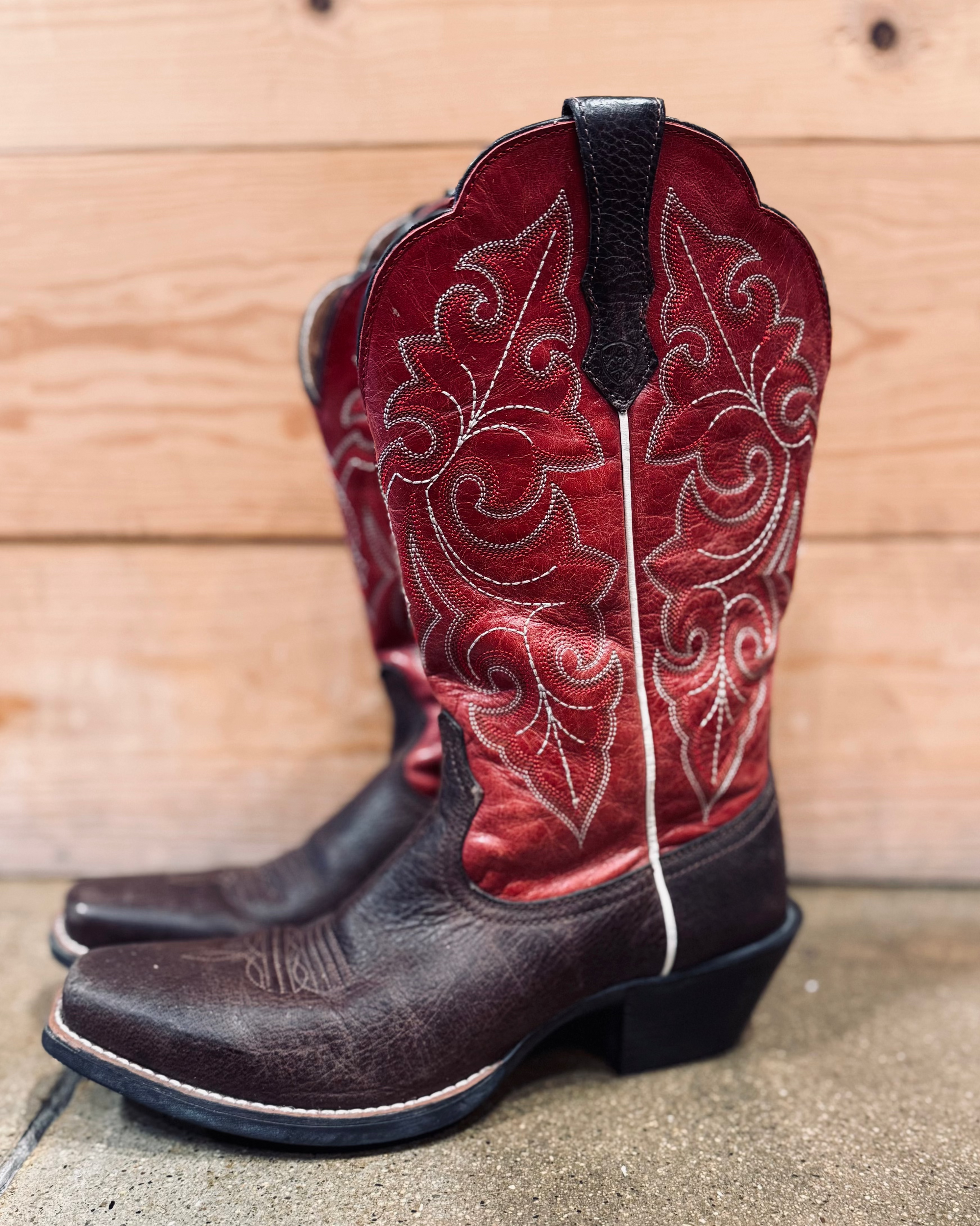 Ariat Red Brown Cowboy Boot