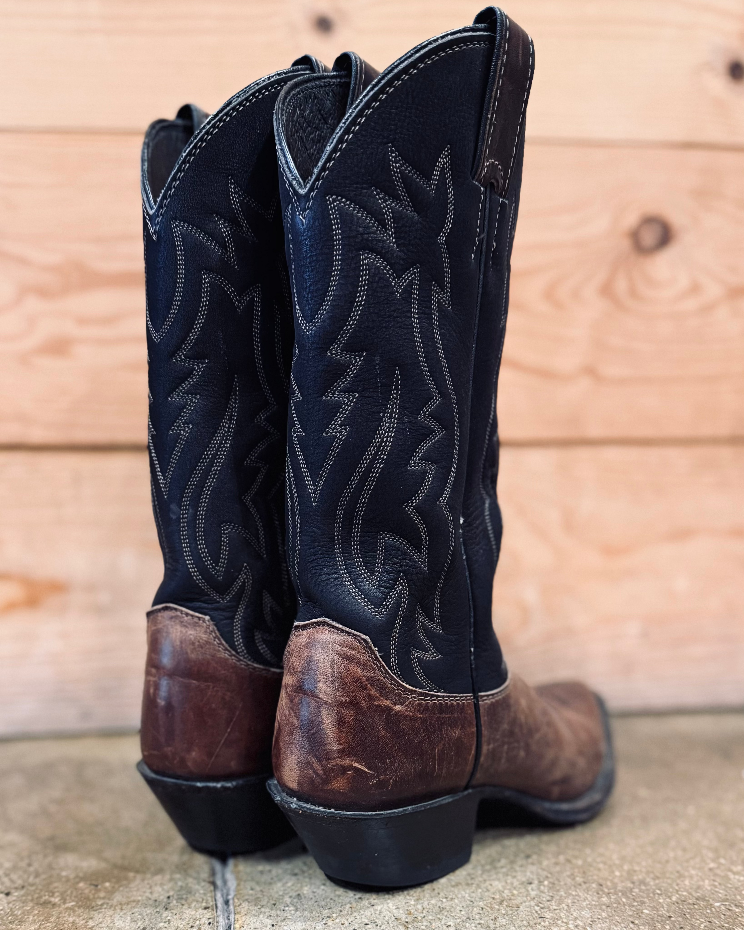 Justin Brown Black Cowboy Boot