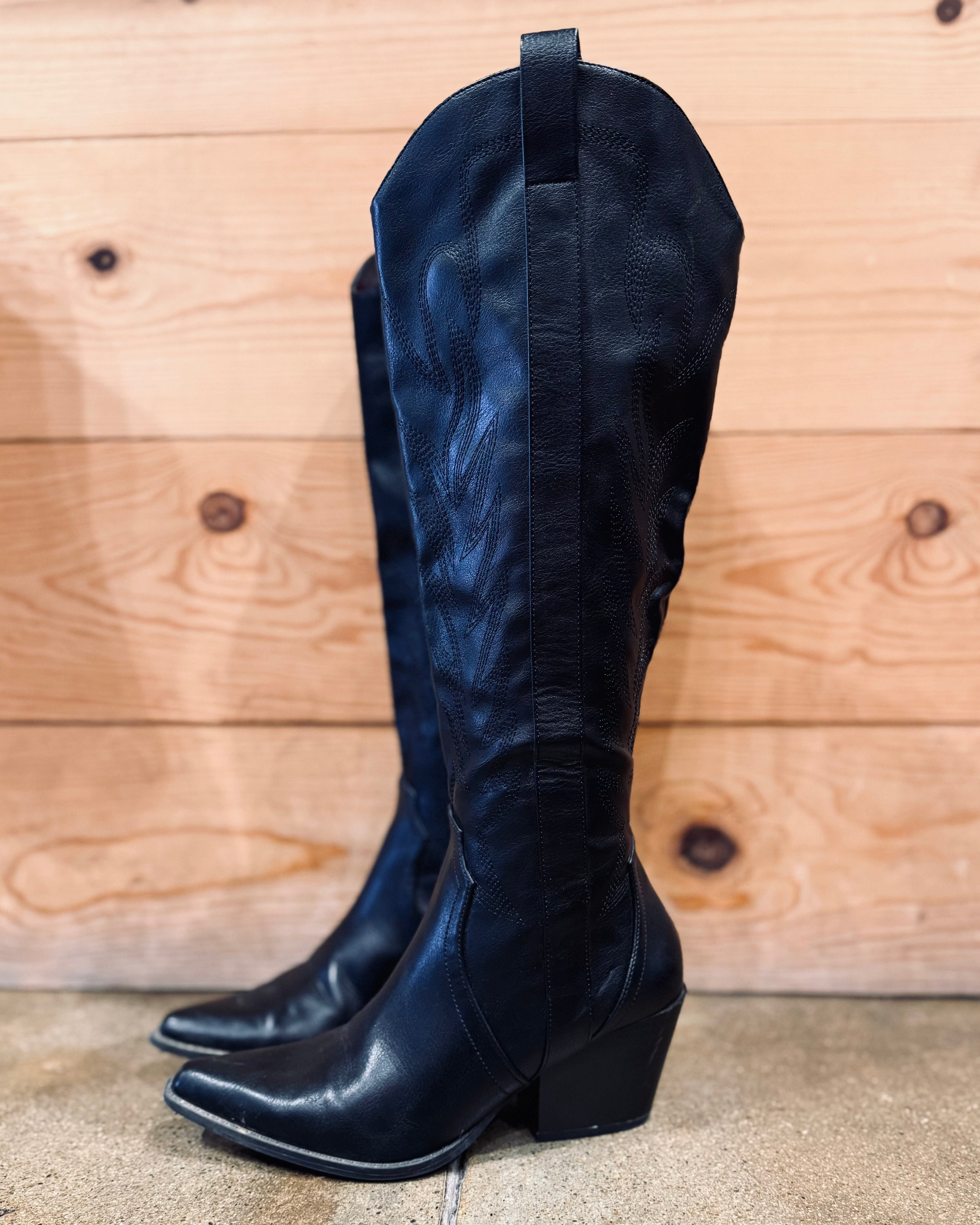 Tall Black Cowboy Boot