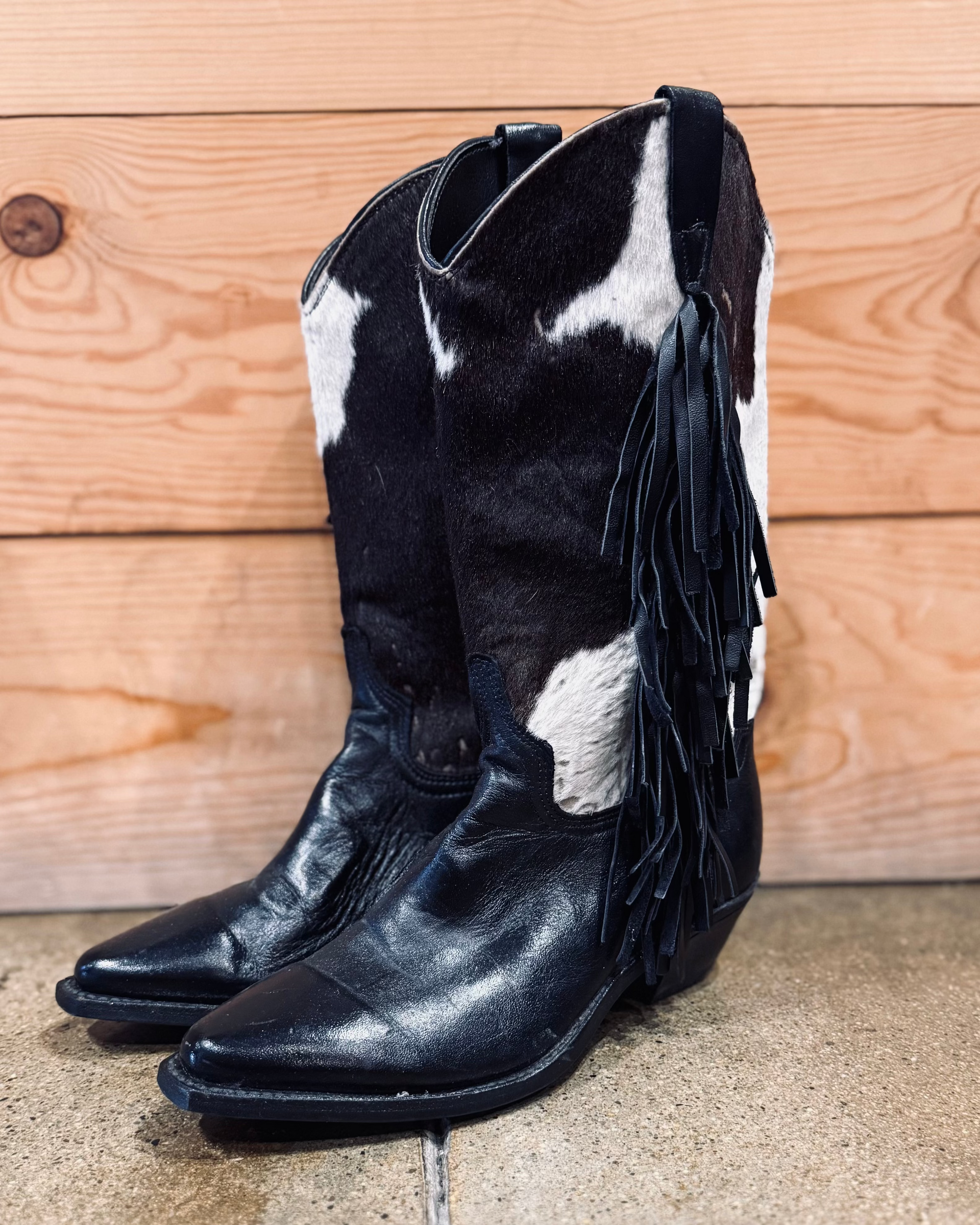 Cowhide Fringe Cowboy Boot