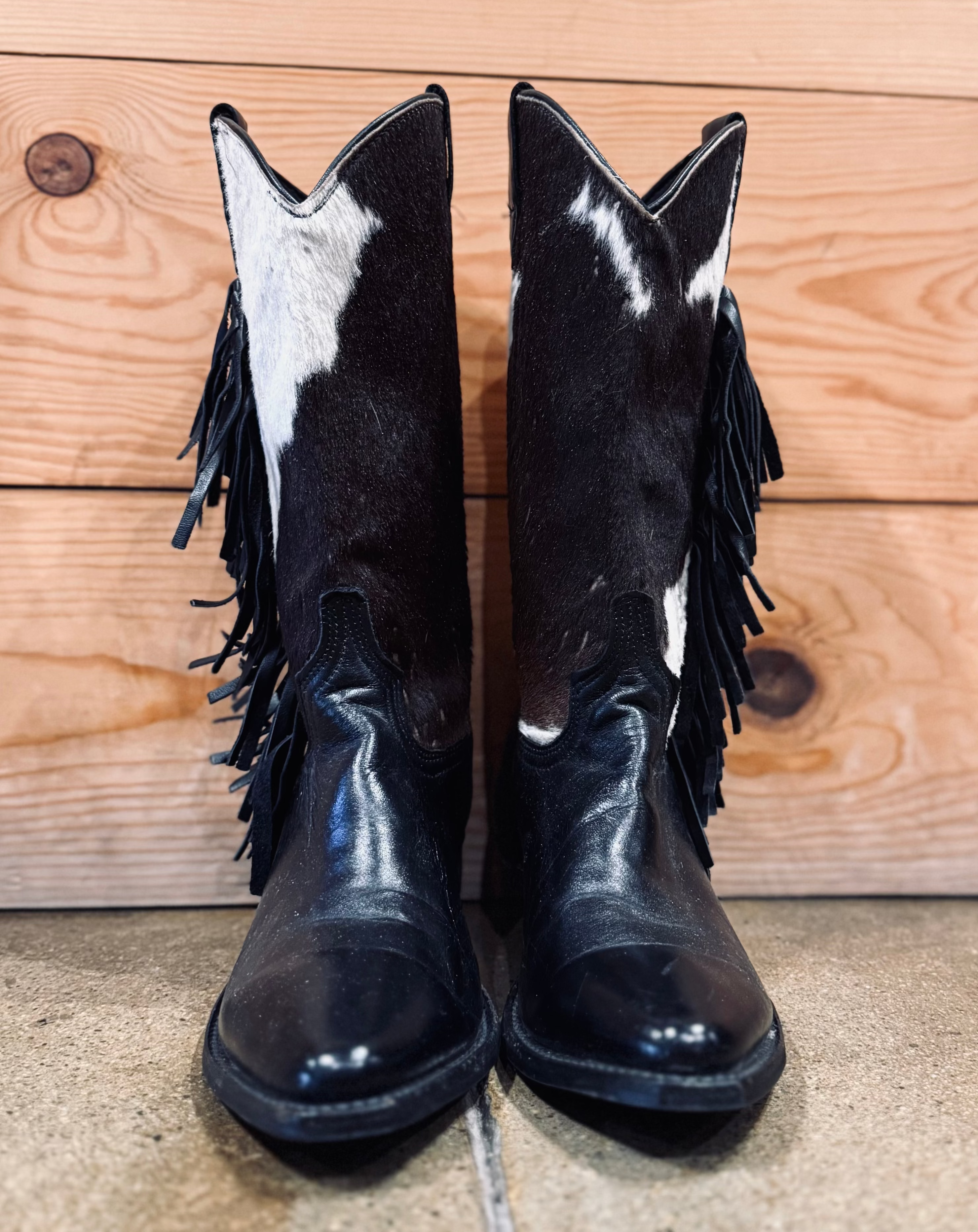 Cowhide Fringe Cowboy Boot
