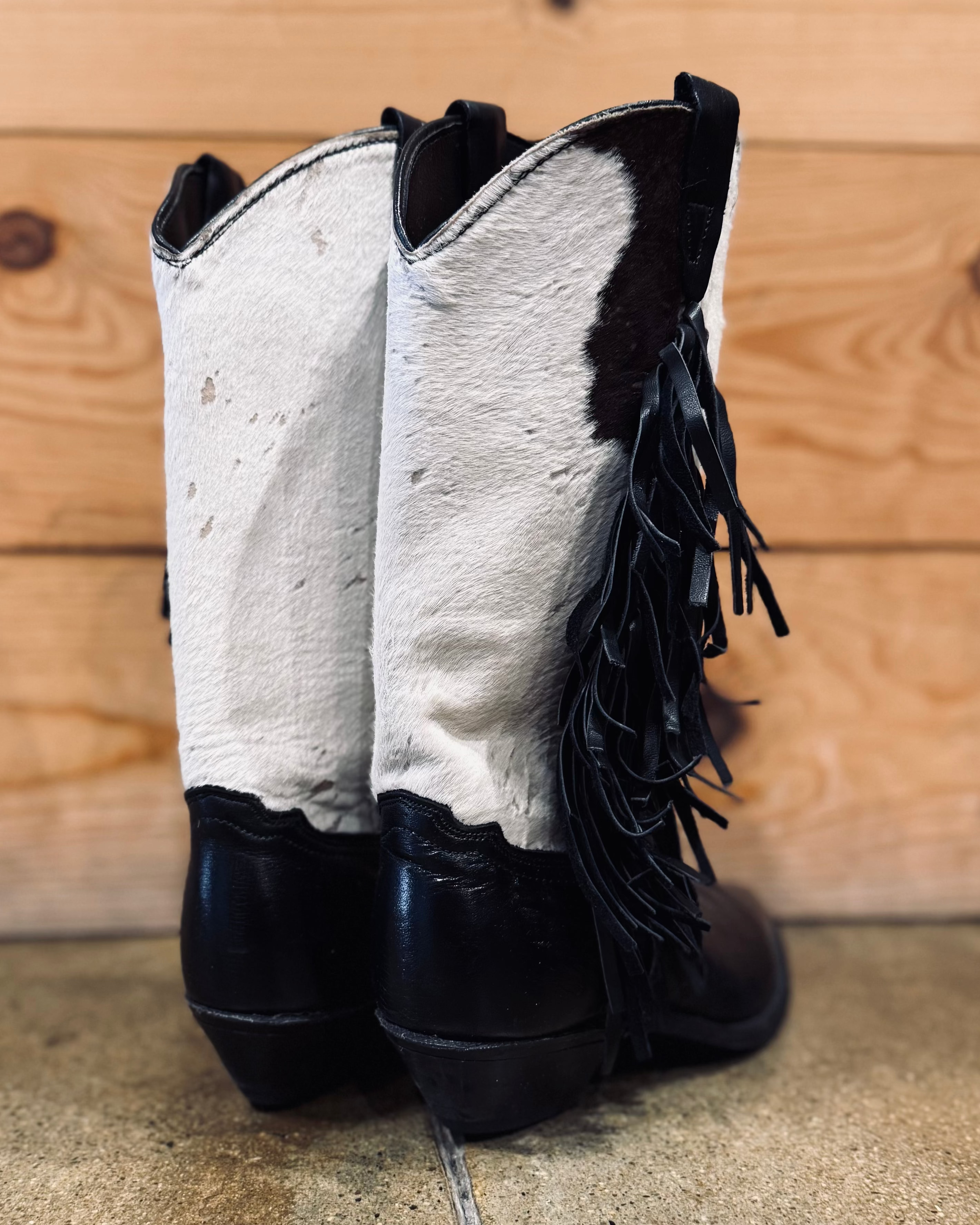 Cowhide Fringe Cowboy Boot