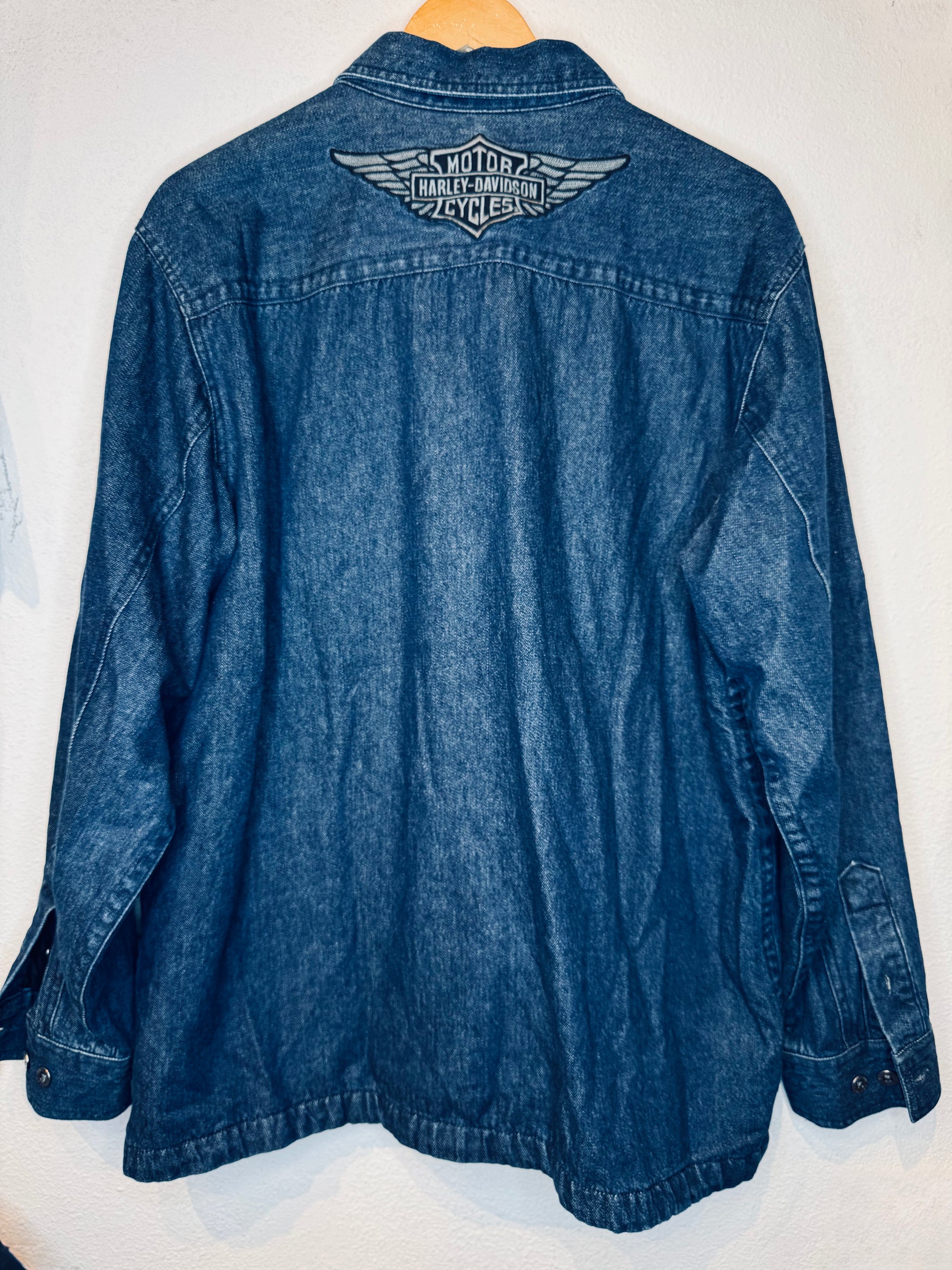 Harley Denim Quilt Lined Vintage Button Up