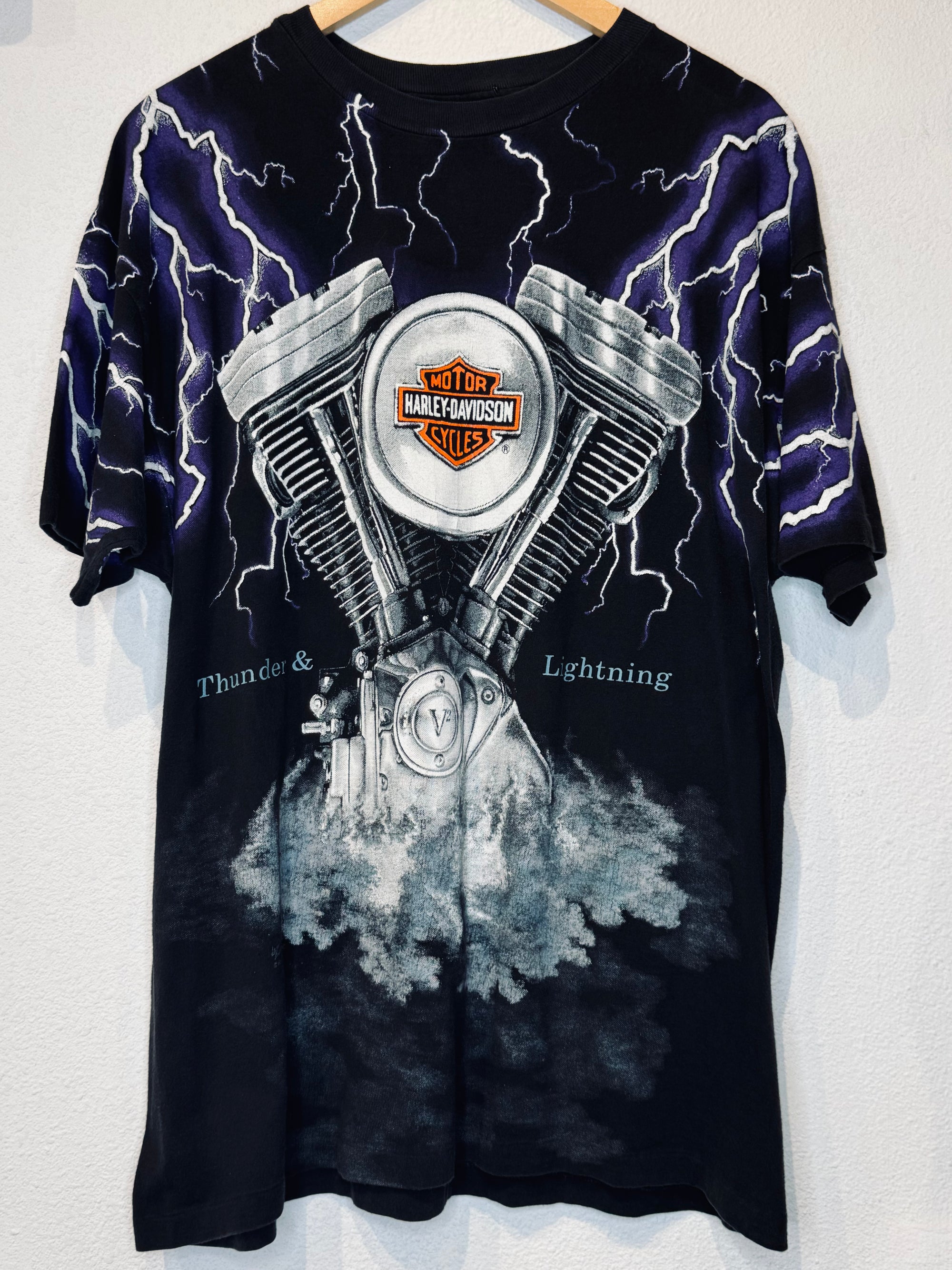 Lightning All Over Harley Vintage Tee