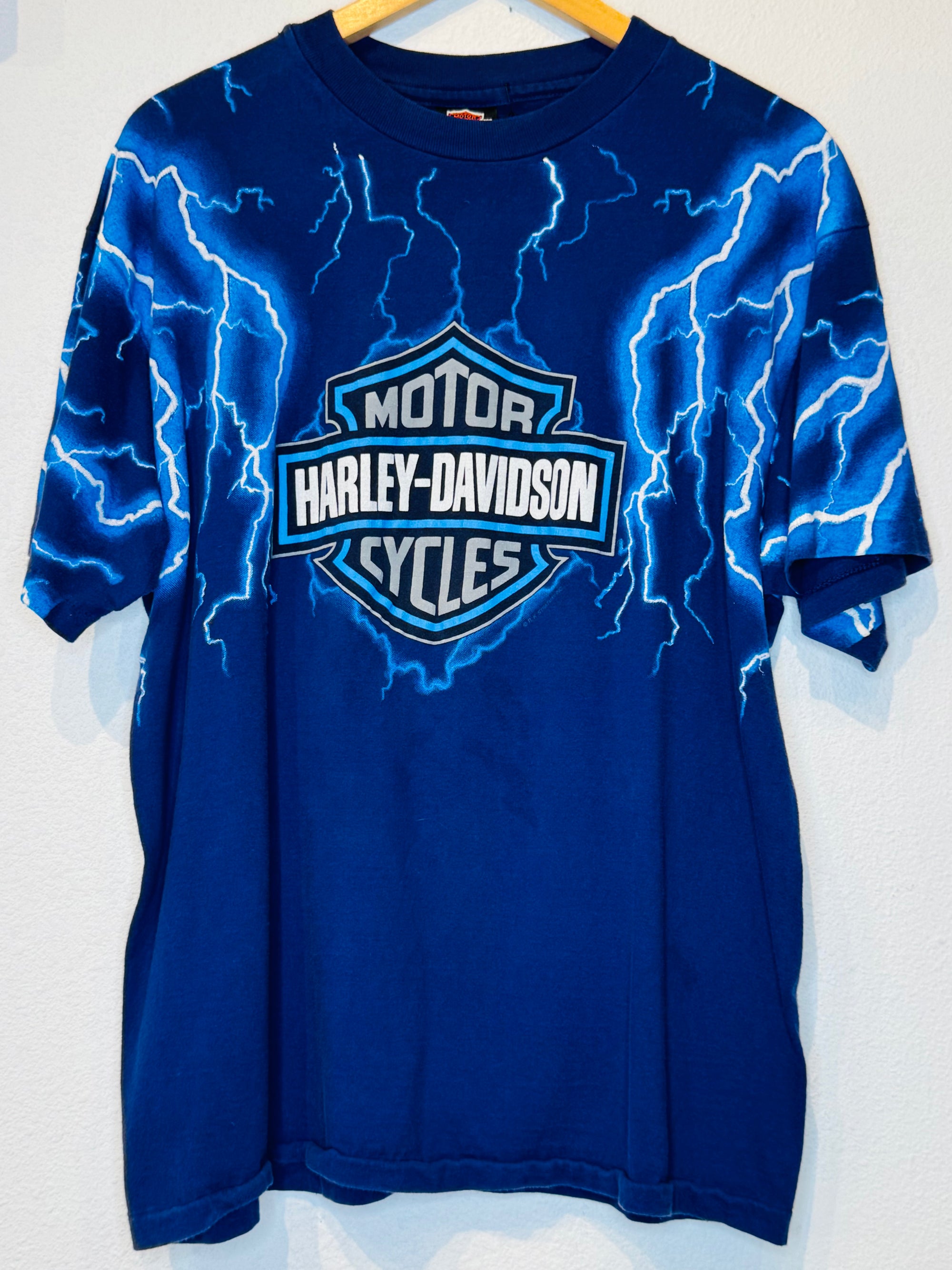 Purple Lightning All Over Harley Vintage Tee