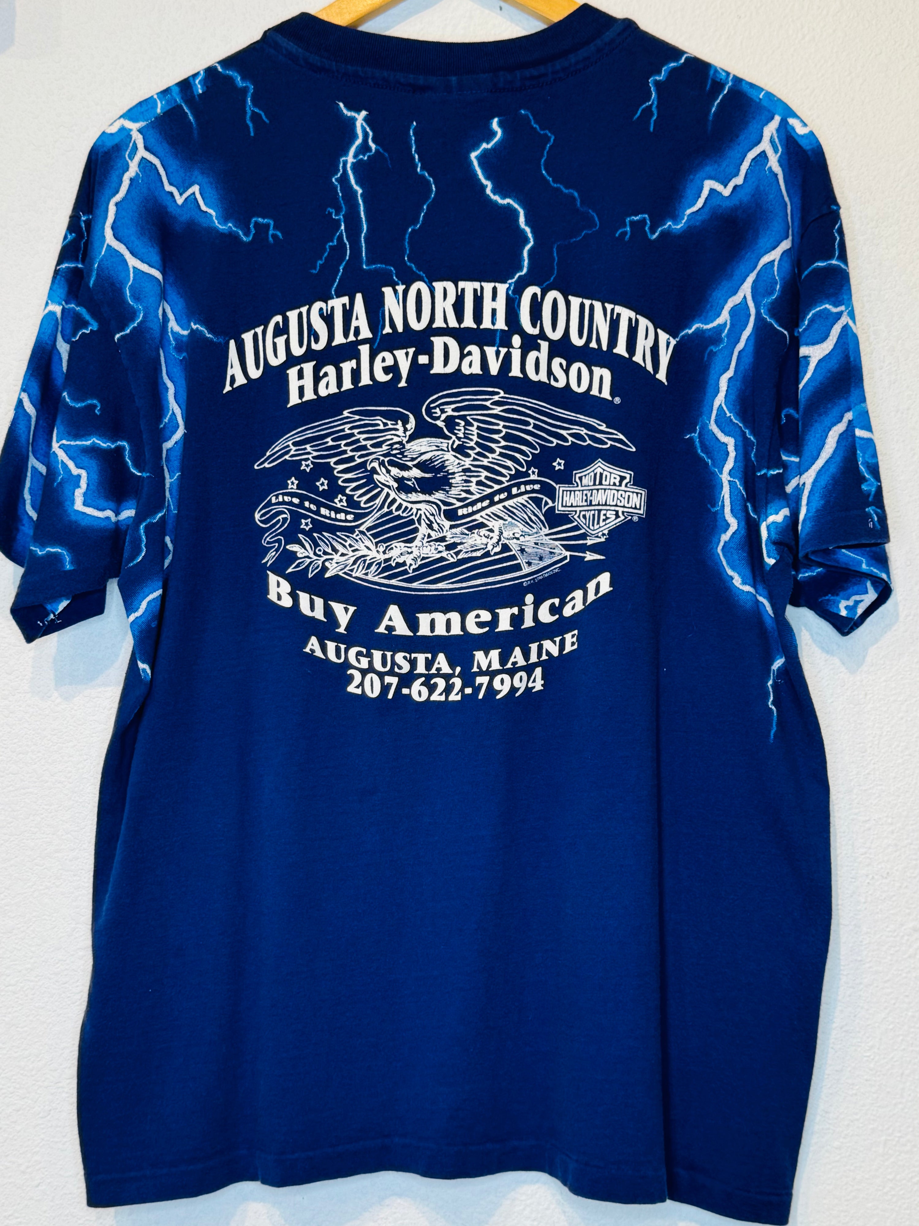 Purple Lightning All Over Harley Vintage Tee