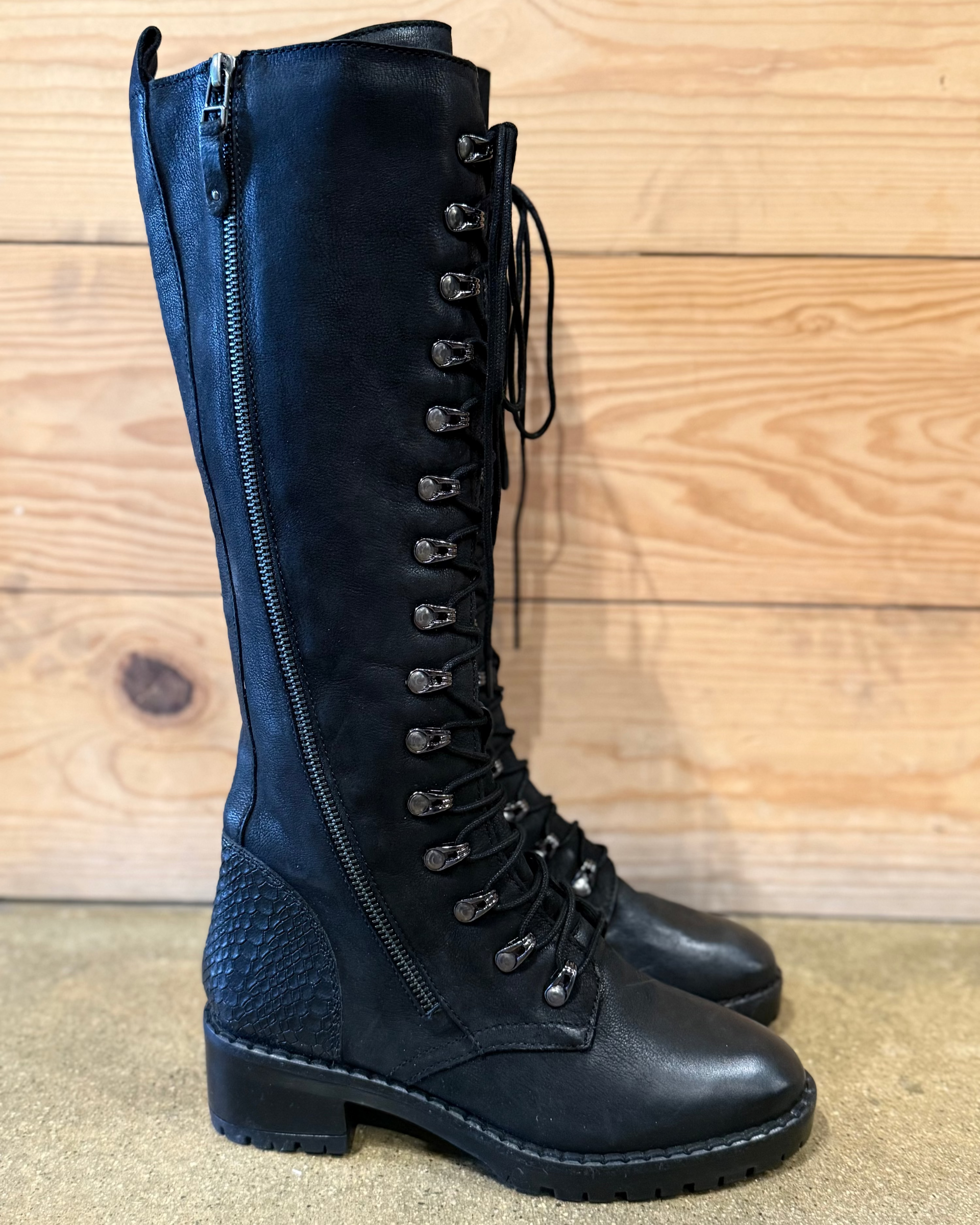 Lace Up Knee High Boot