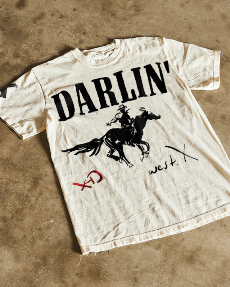 Horseman Tee - Ivory - Burnout