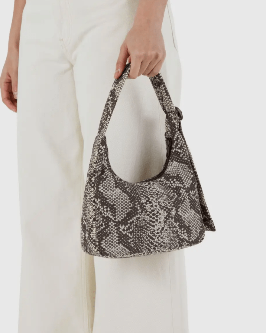 Mini Nylon Shoulder Bag - Snakeskin - Burnout
