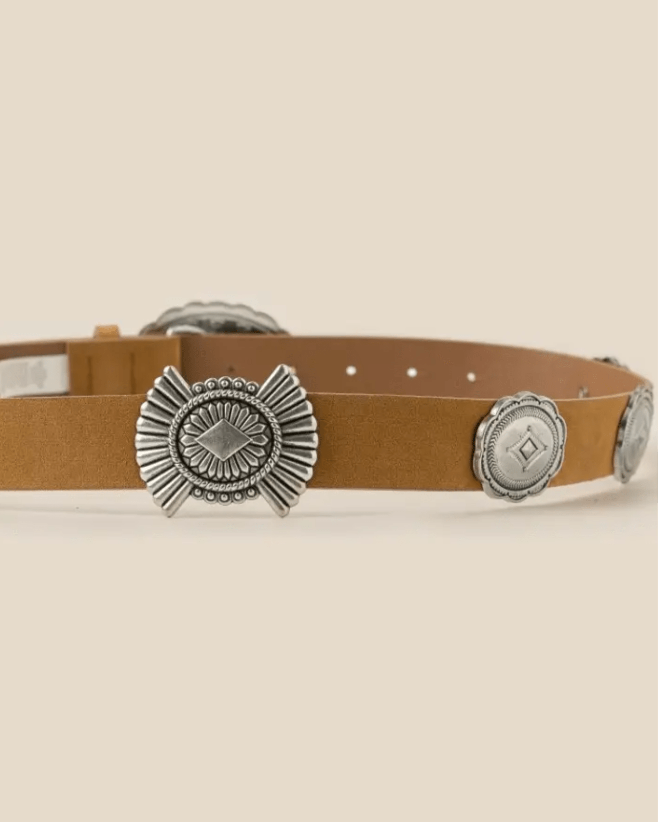 Western Oval Concho Buckle Belt - Burnout