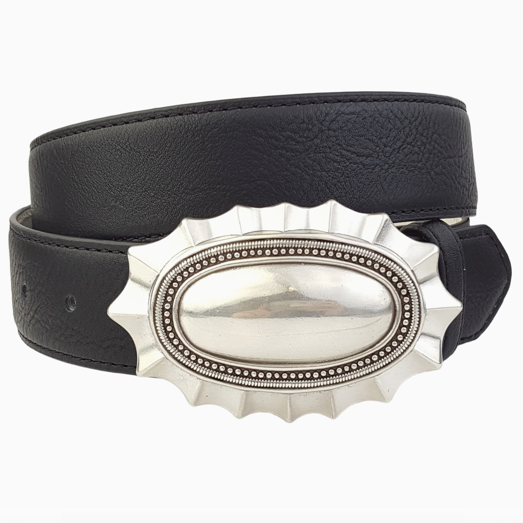 Shiny Silver Western Buckle Belt