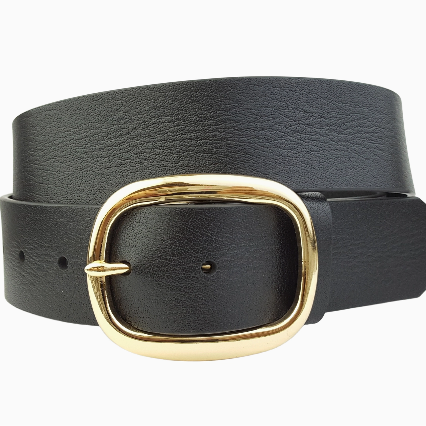 Genuine Leather Belt With Gold Buckle