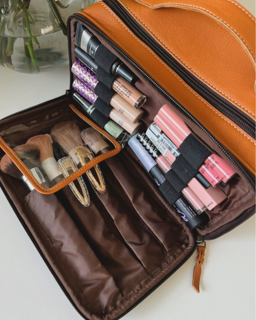 Cowhide Makeup Travel Bag - Large