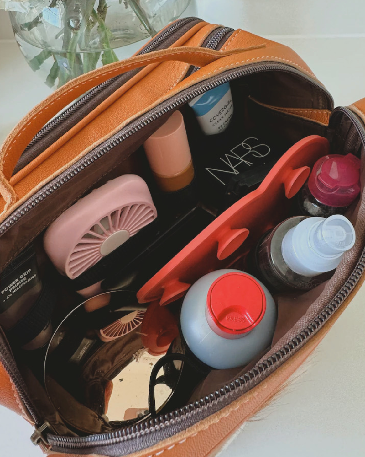 Cowhide Makeup Travel Bag - Large