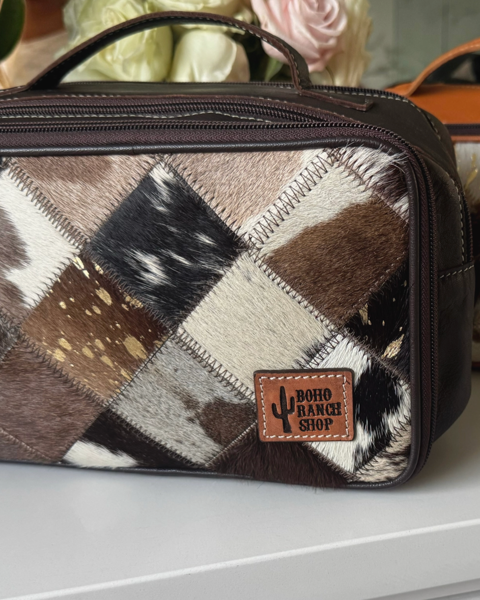 Cowhide Makeup Travel Bag - Large