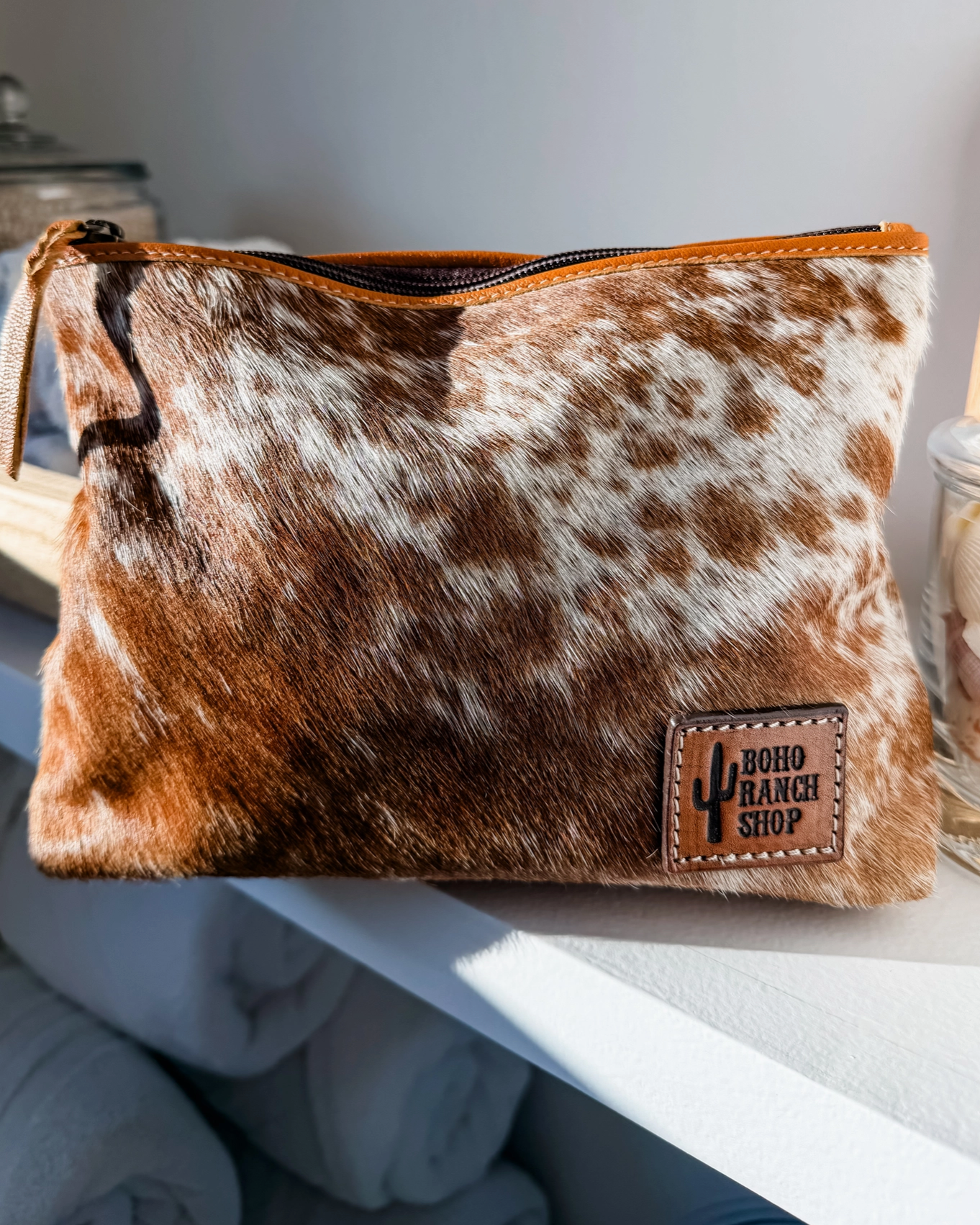 Western Cowhide Makeup Pouch