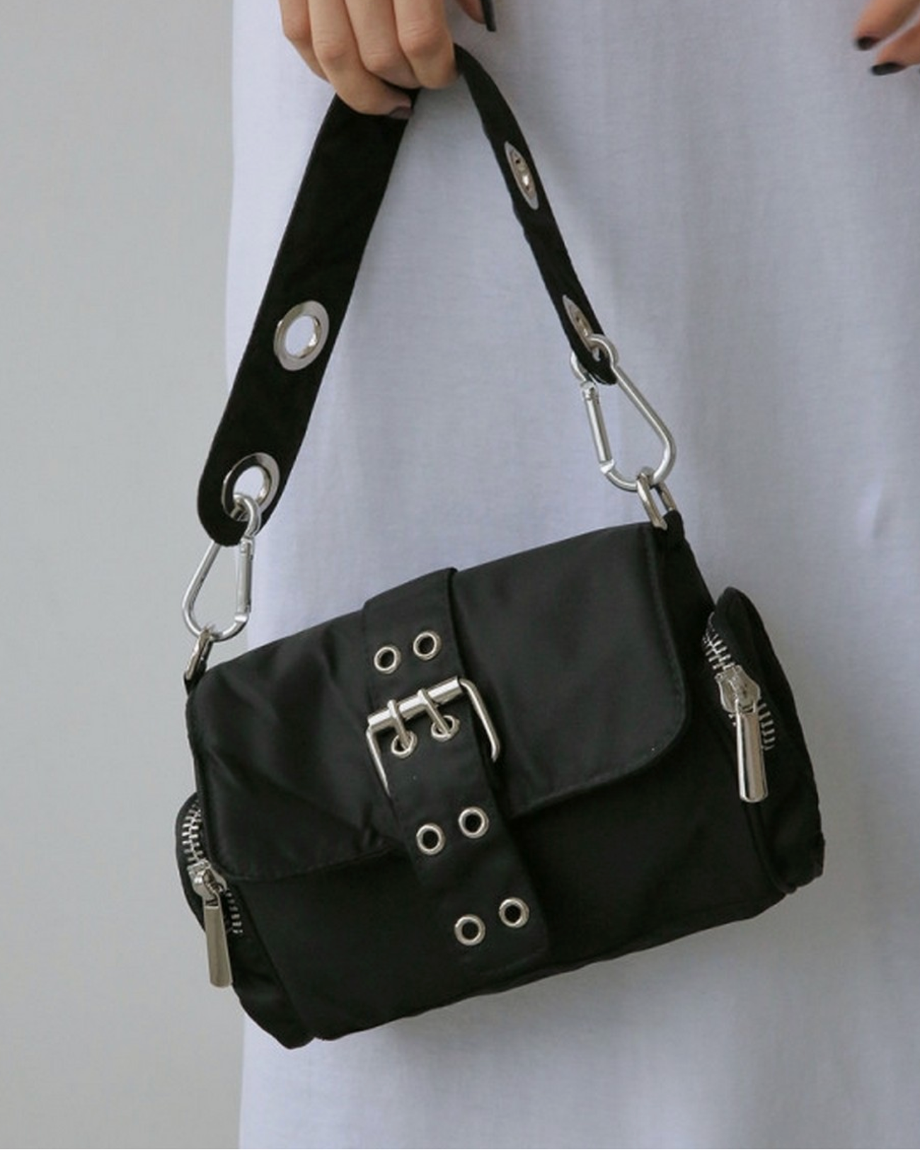 Nylon Grommet Shoulder Bag