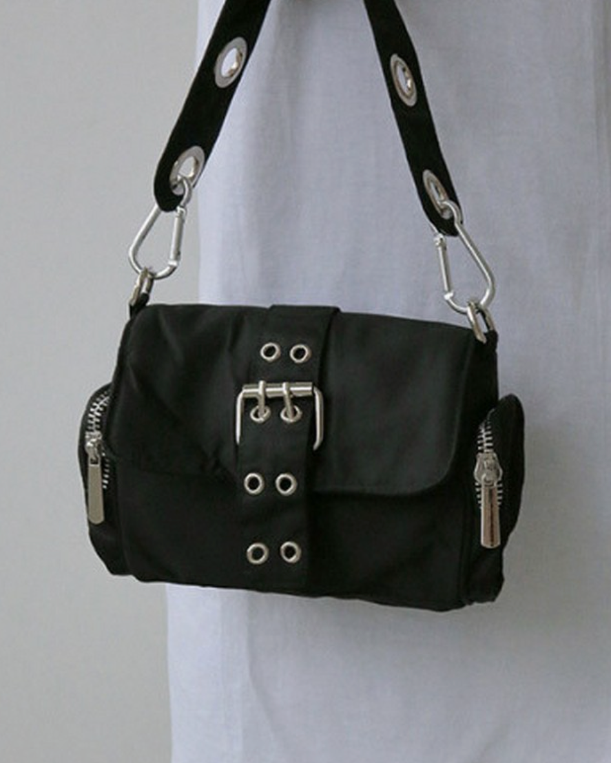 Nylon Grommet Shoulder Bag