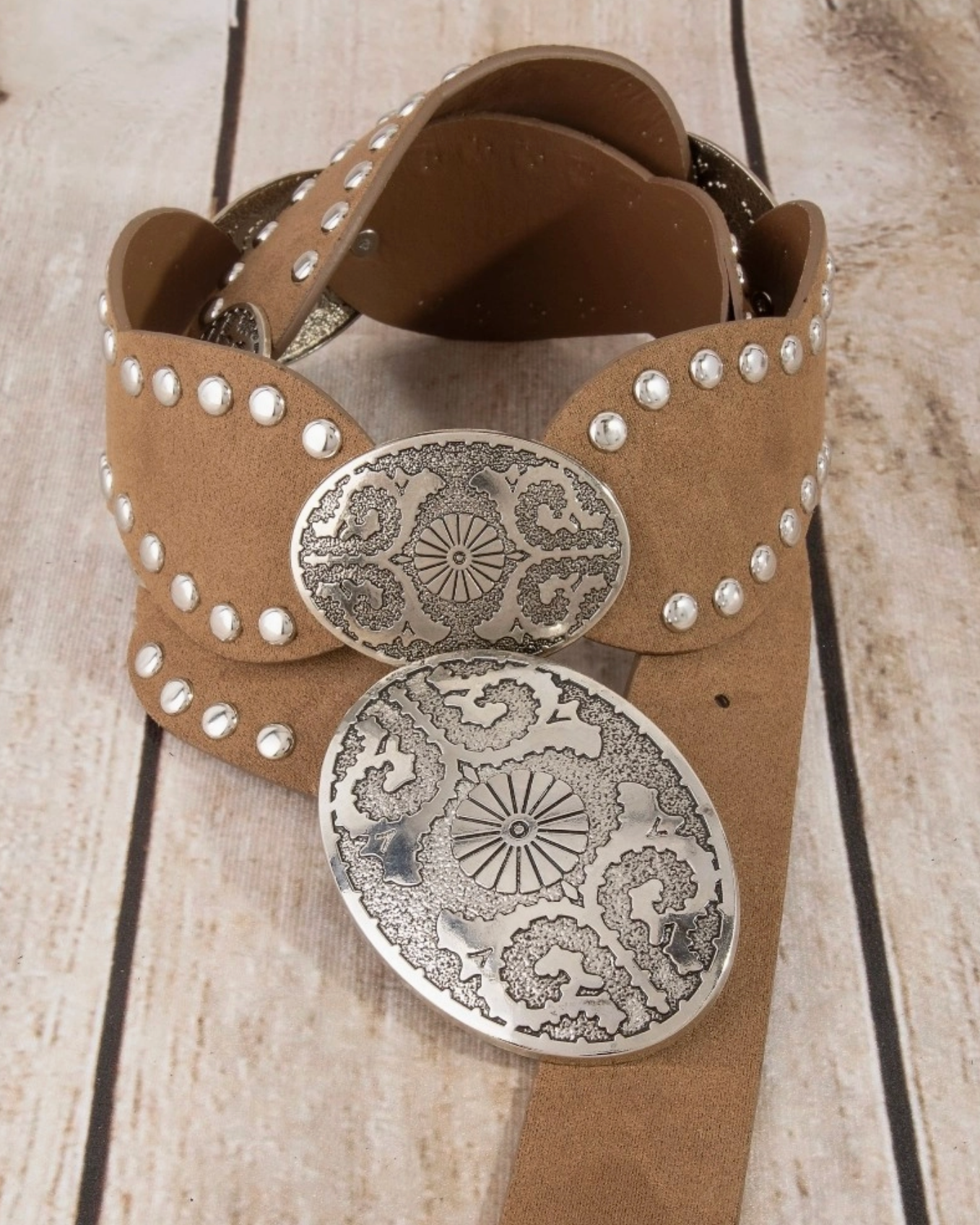 Studded Western Oval Flower Concho Belt