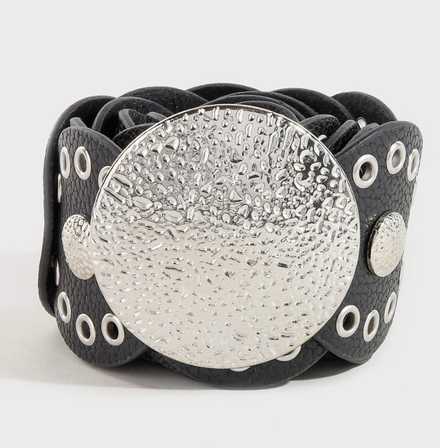 Studded Leather Disc Linked Belt