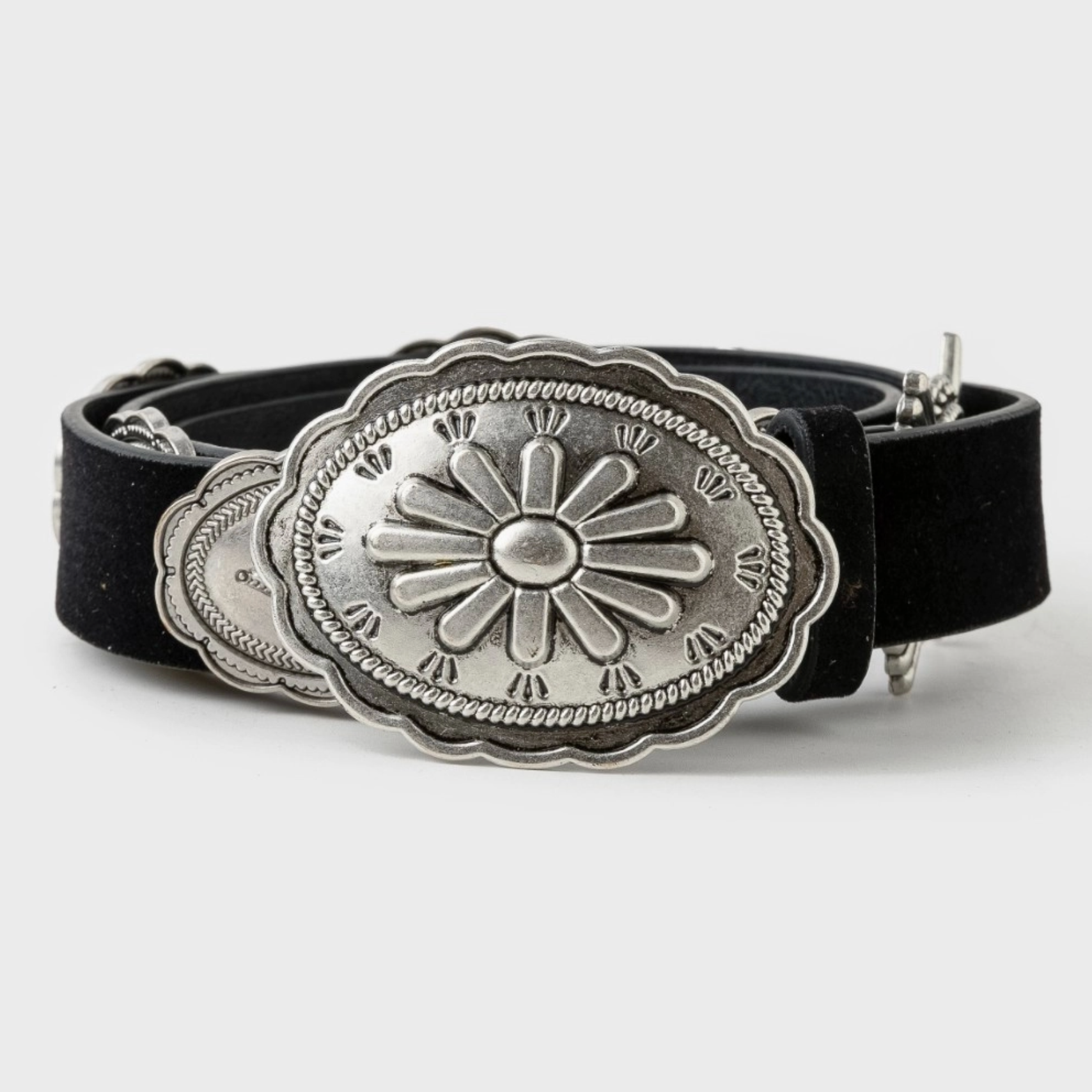 Western Oval Floral Concho Buckle Belt
