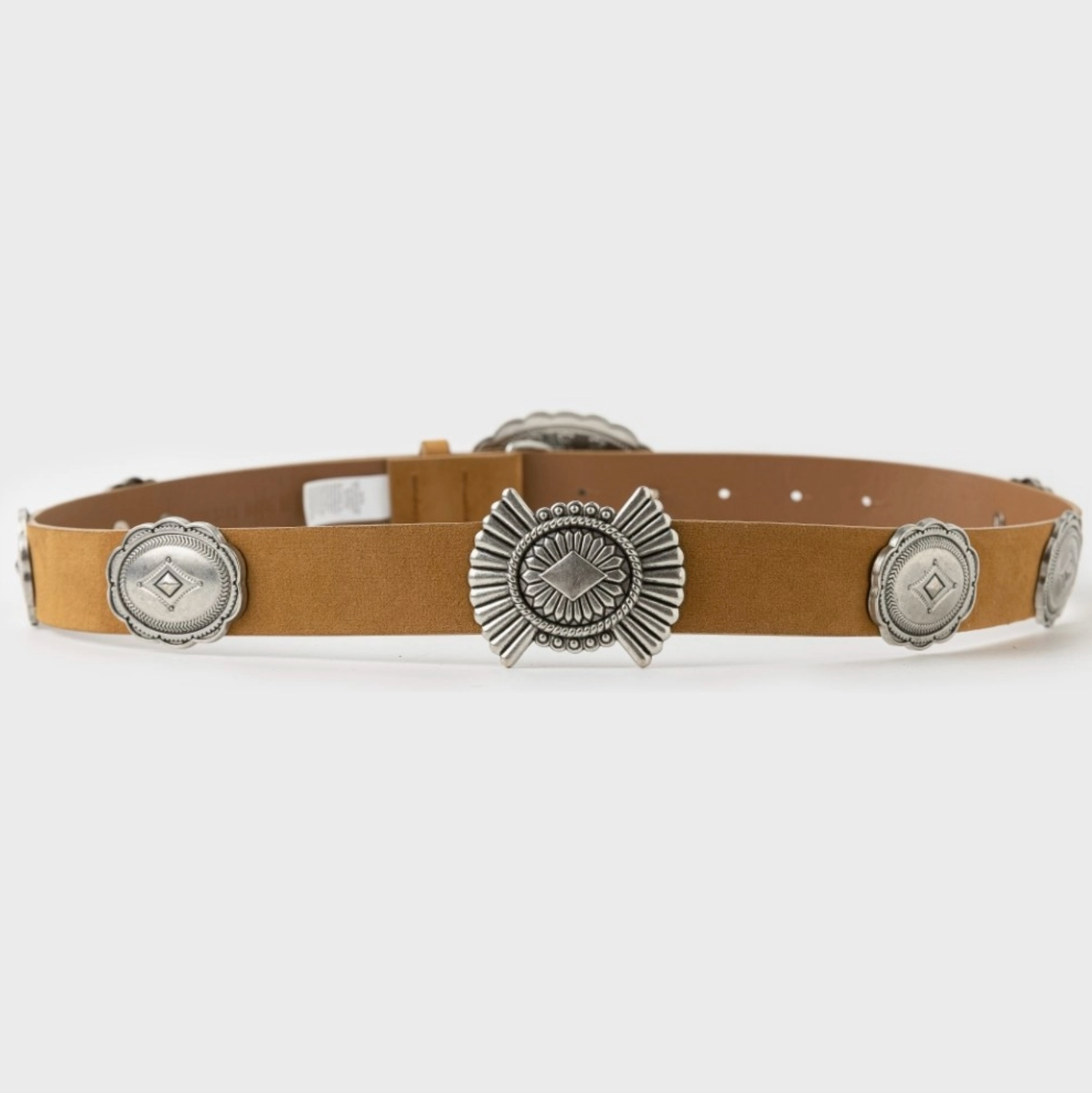 Western Oval Floral Concho Buckle Belt