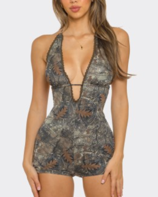 Tree Camo Halter Romper