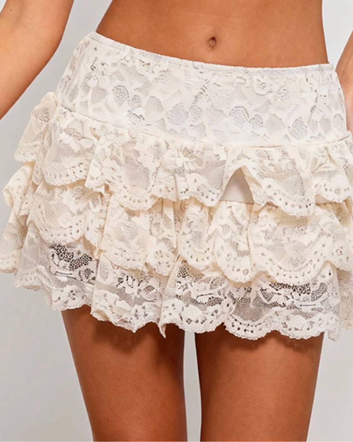 Lace Ruffle Bloomer Shorts - White