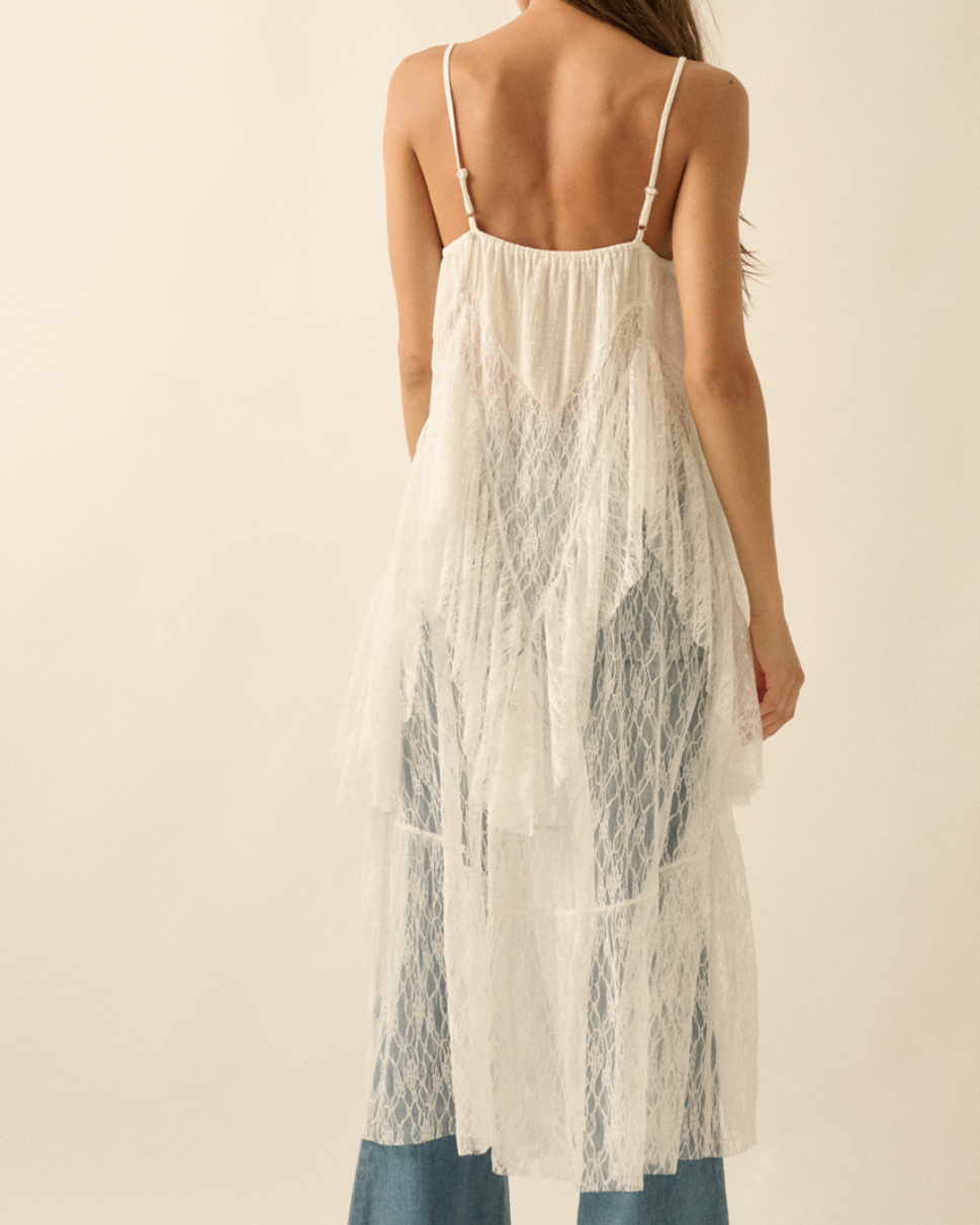 Ruffle Lace Flyaway Maxi Cami Top