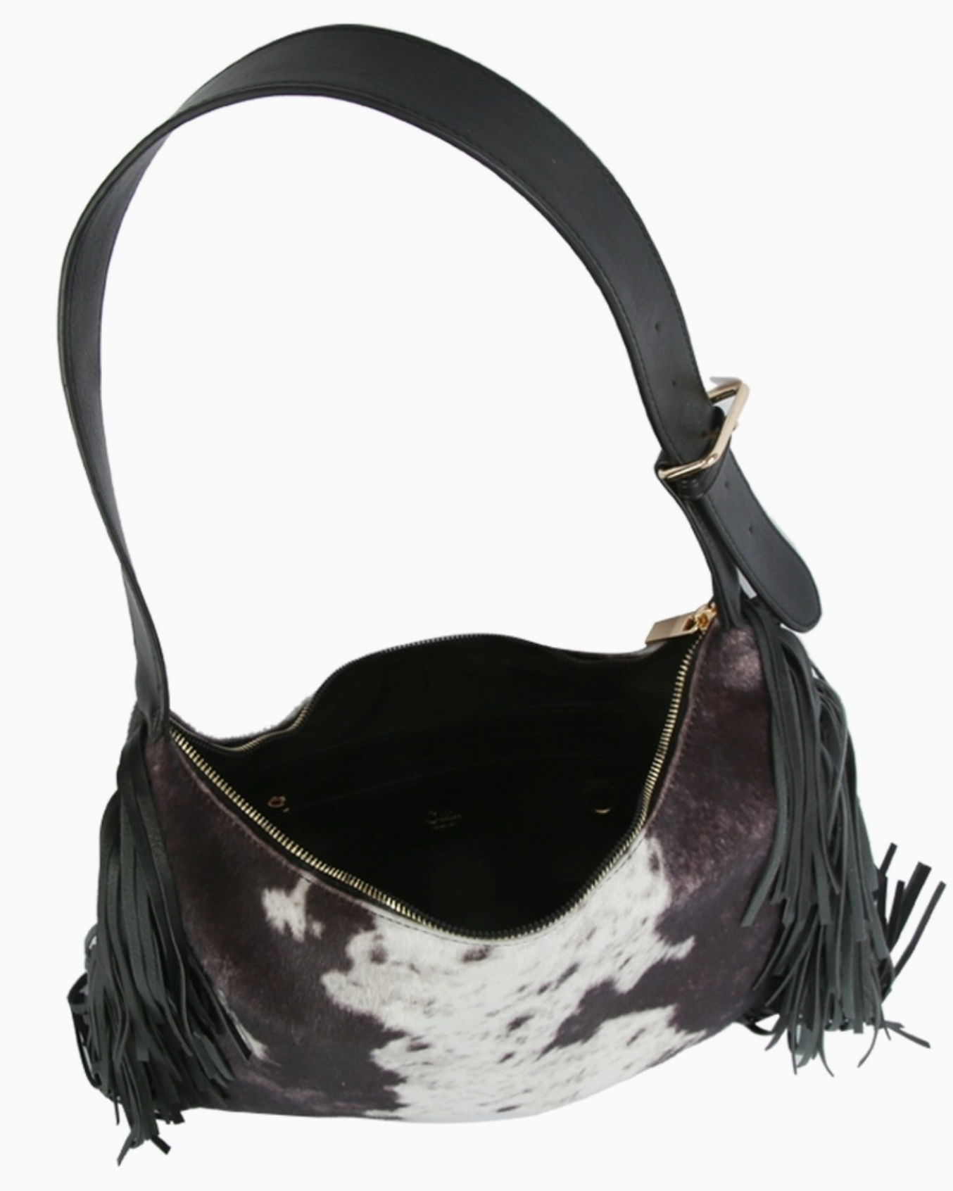 Calf Hair Fringe Hobo Shoulder Bag
