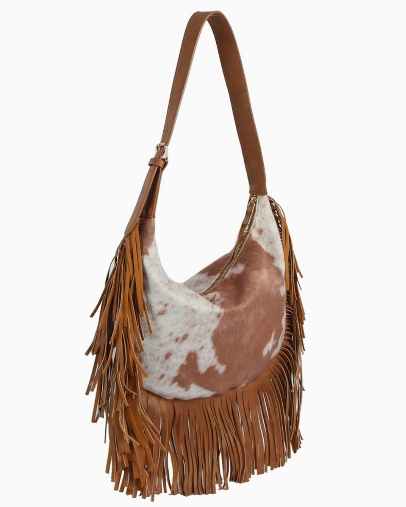 Calf Hair Fringe Hobo Shoulder Bag