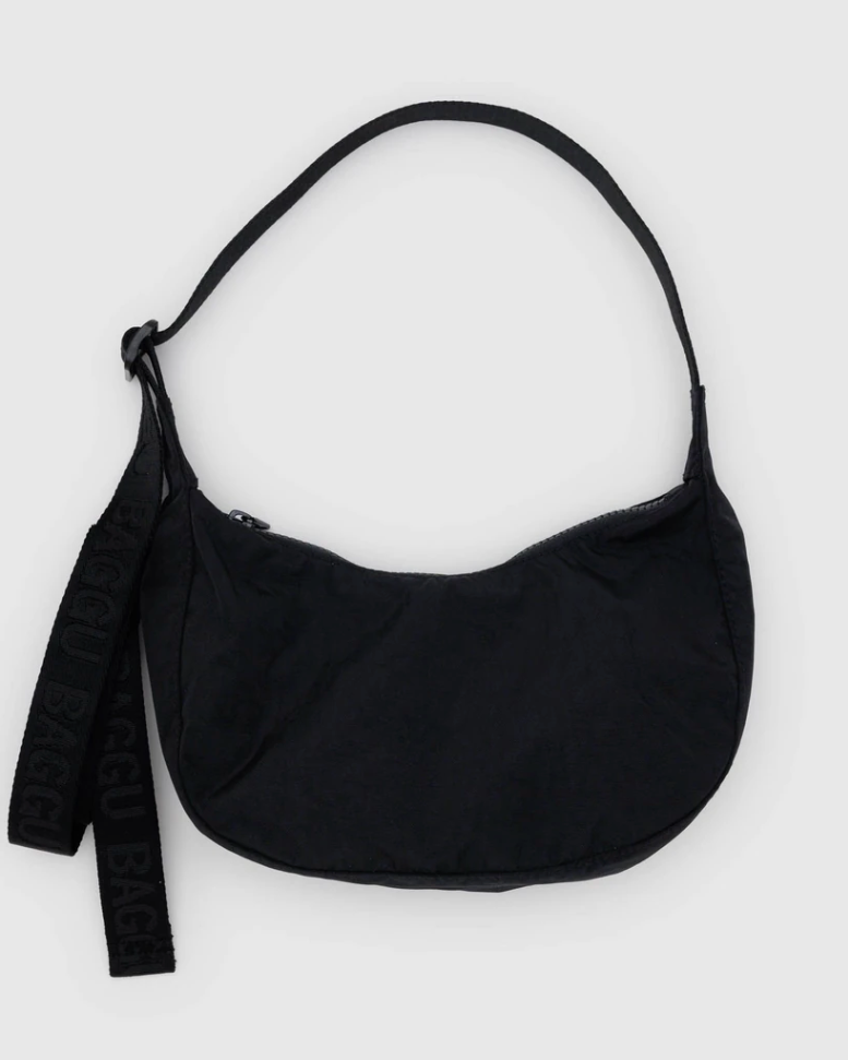 Small Nylon Crescent Bag - Black