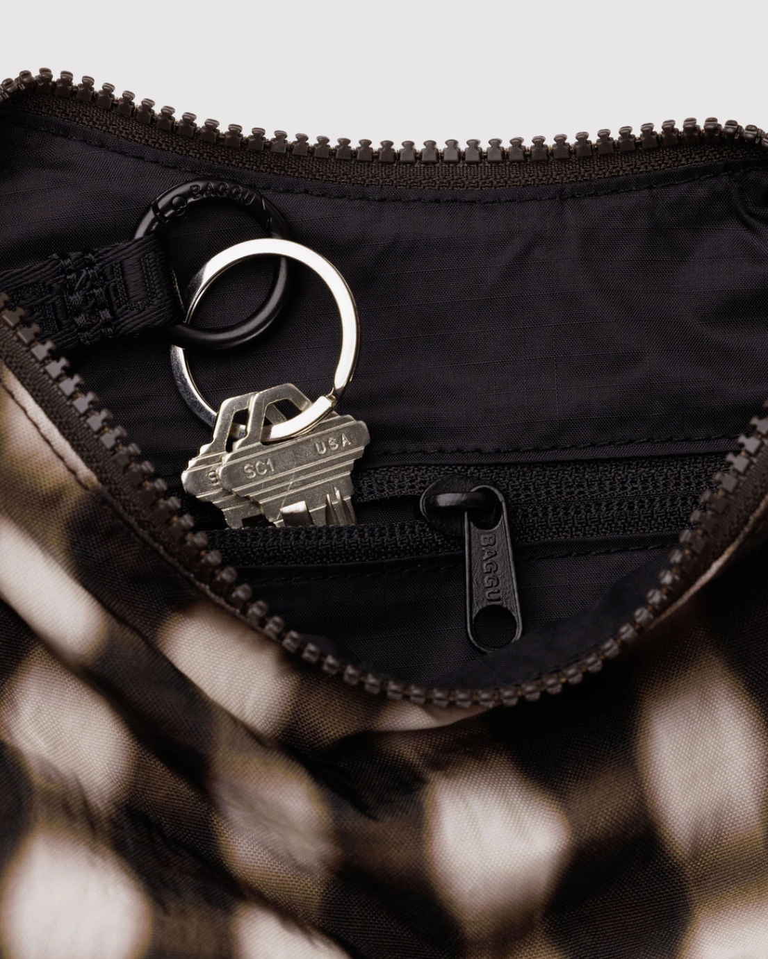 Small Nylon Crescent Bag - Blurred Gingham